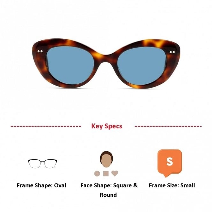 Oval Polarised Lens Blue Brown Acetate Full Rim  Small Heritage HSKF04 Sunglasses