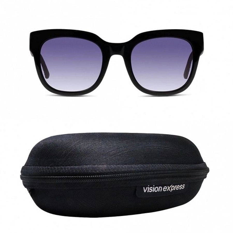 Rectangle UV Protected Lens Grey Black Acetate Full Rim  Medium Sensaya SAFF30 Sunglasses