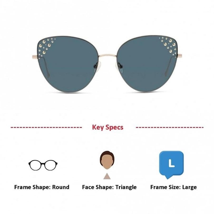 Round UV Protected Lens Blue Metal Full Rim  Large Sensaya SAGF43 Sunglasses