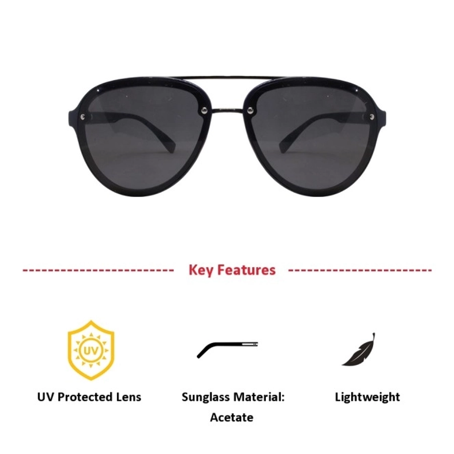 Grey Gun Metal Aviator Sunglasses 12094
