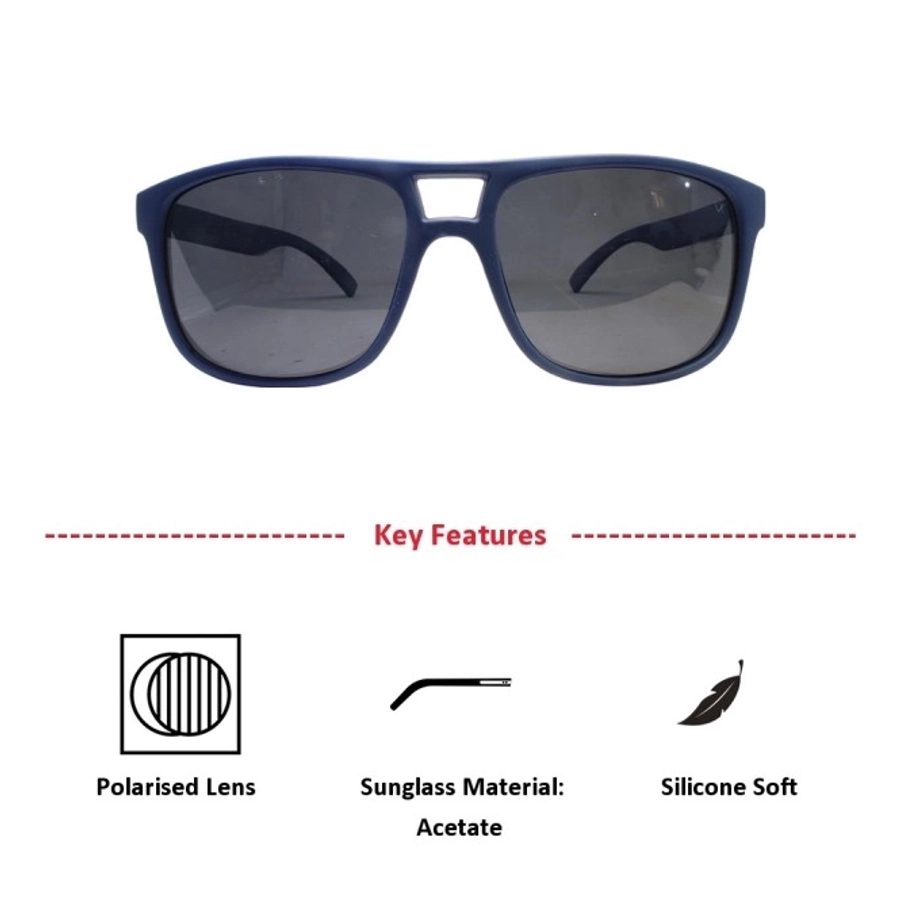 Grey Navy Rectangle Sunglasses 21833P