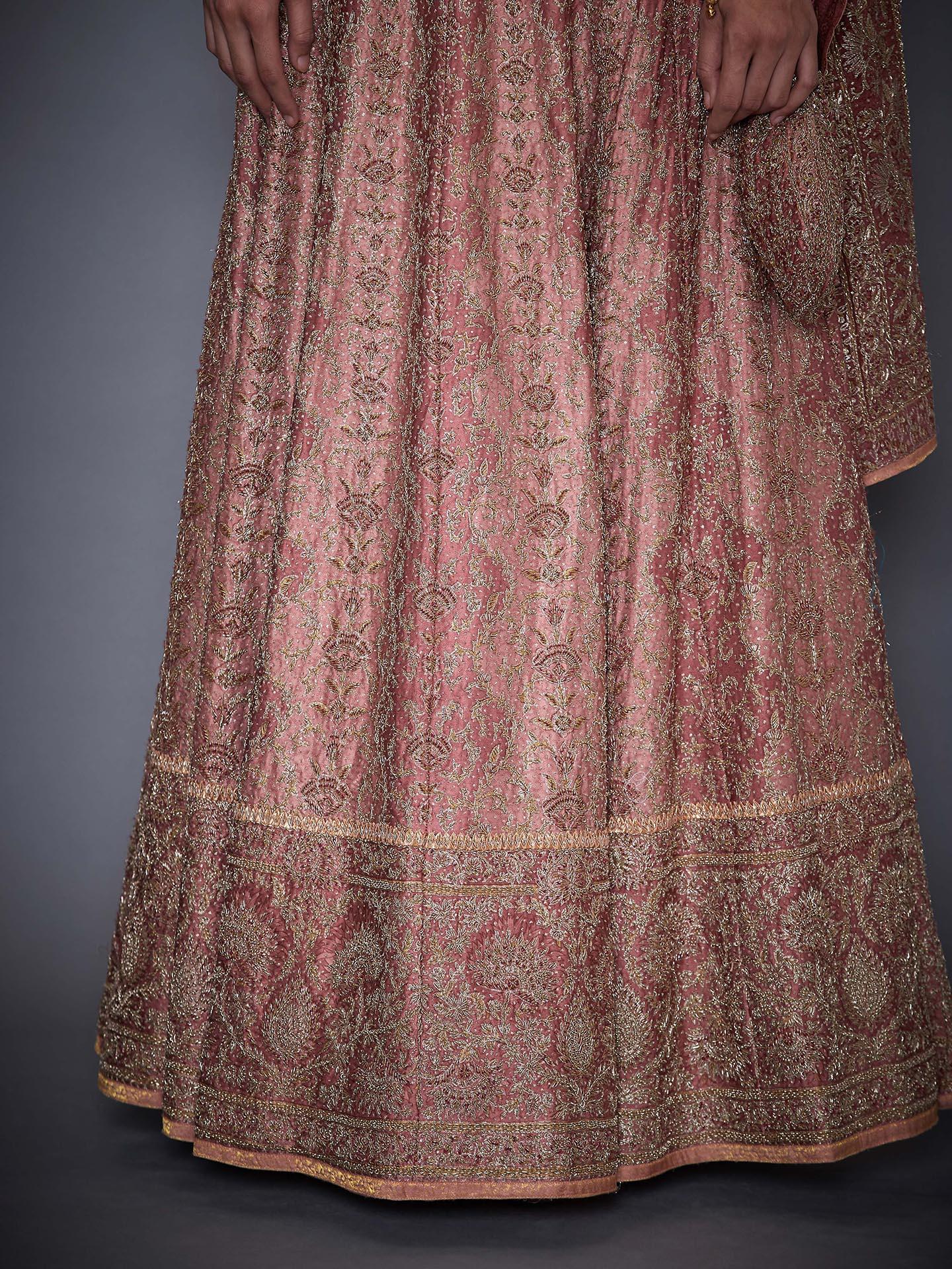 Burnt Lavender Zardozi Crop Top Lehenga Set
