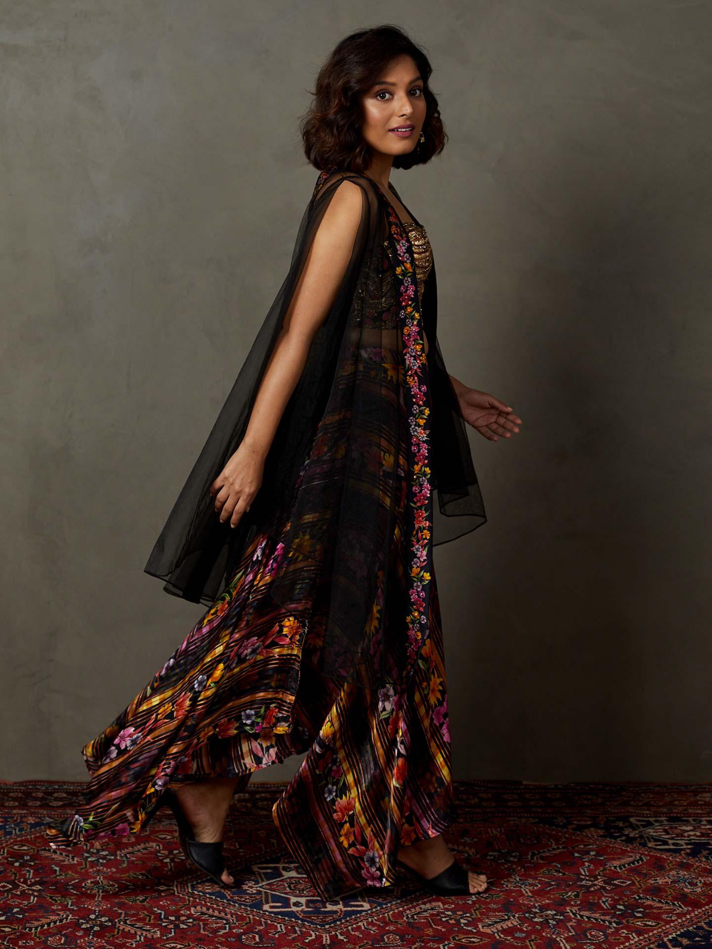 Black & Multi Star Olivia Floral Embroidered Ensemble