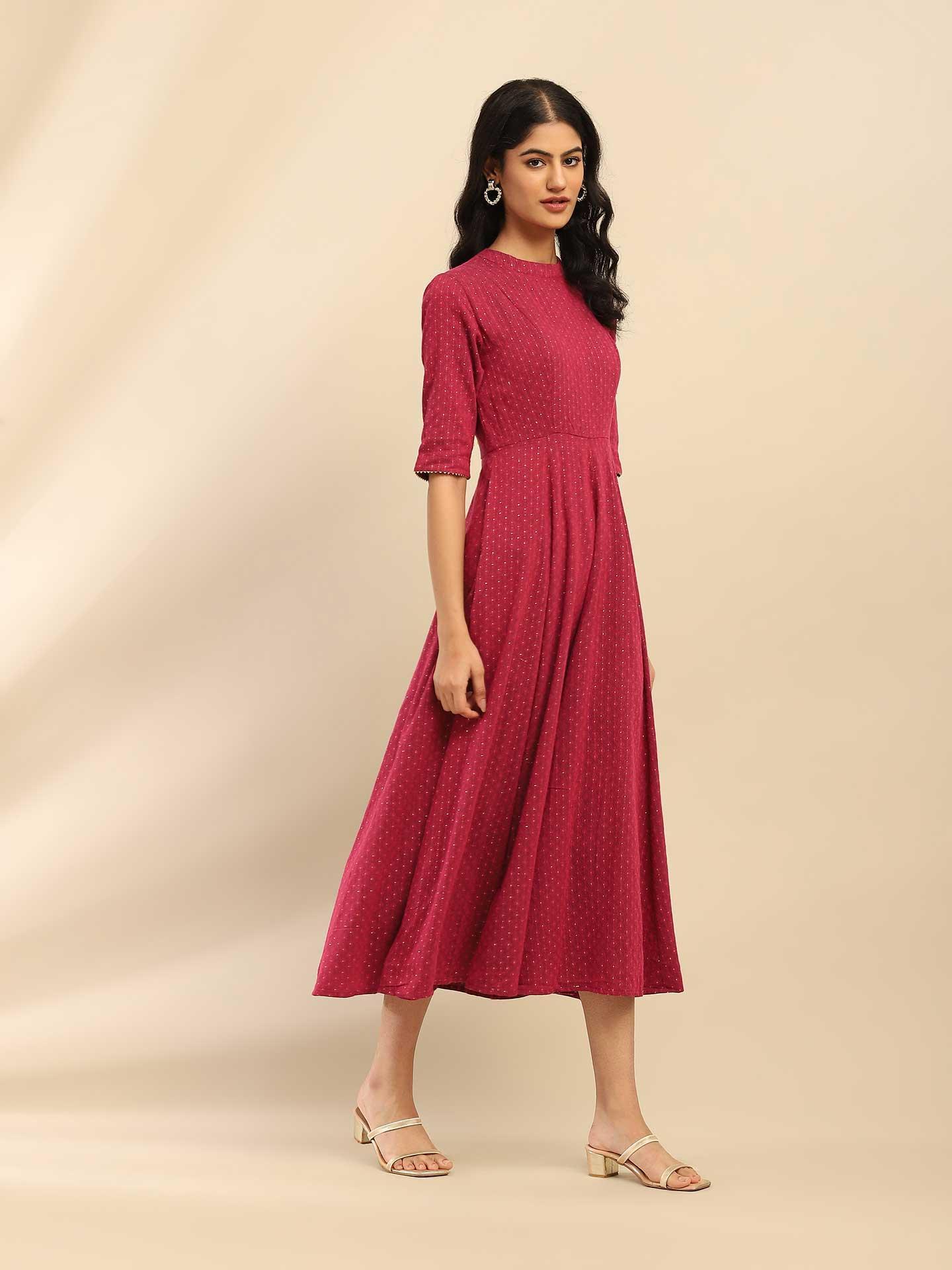 Pink Molly Solid A-Line Dress