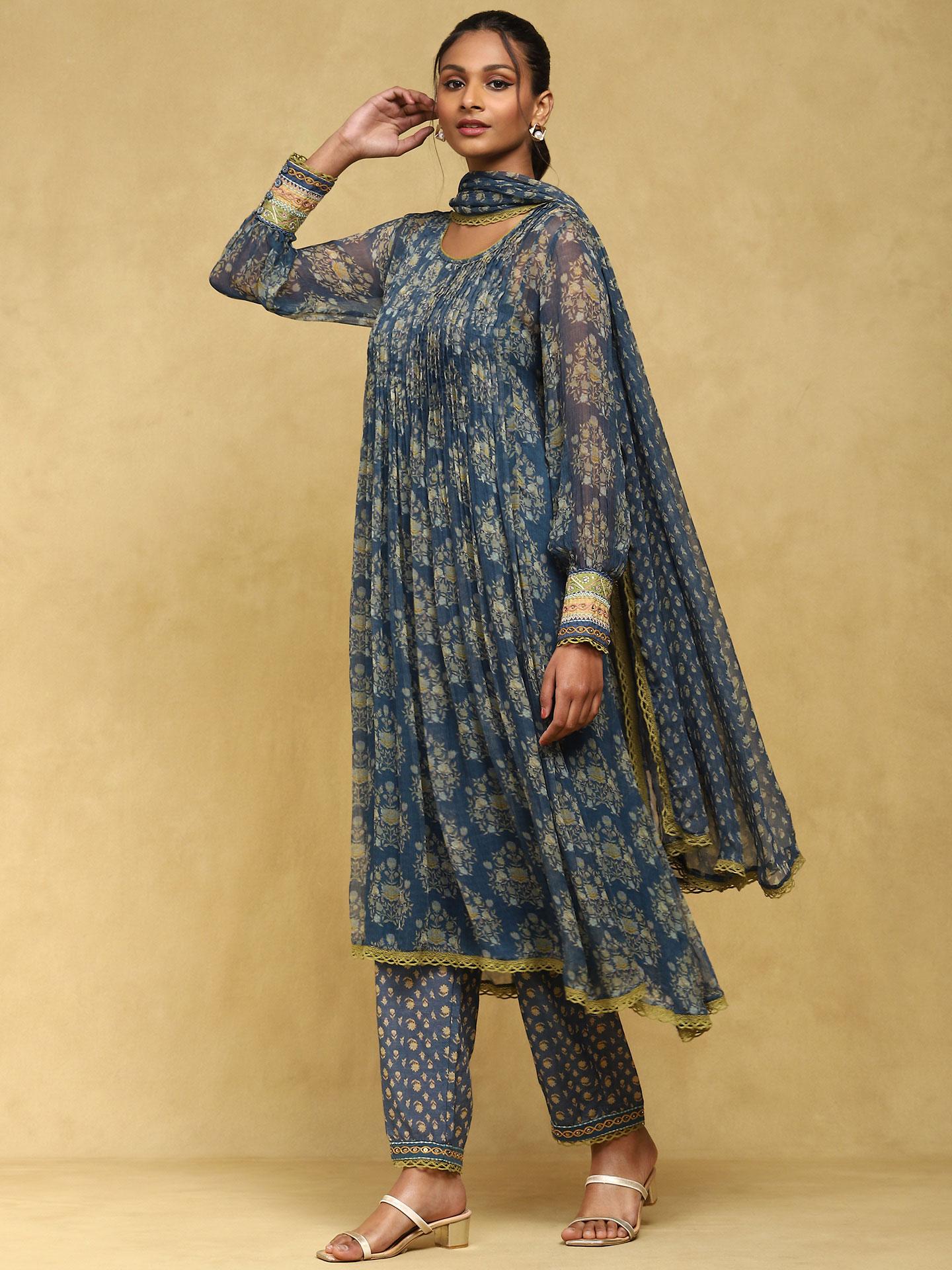 Vartika Blue Cotton Suit Set