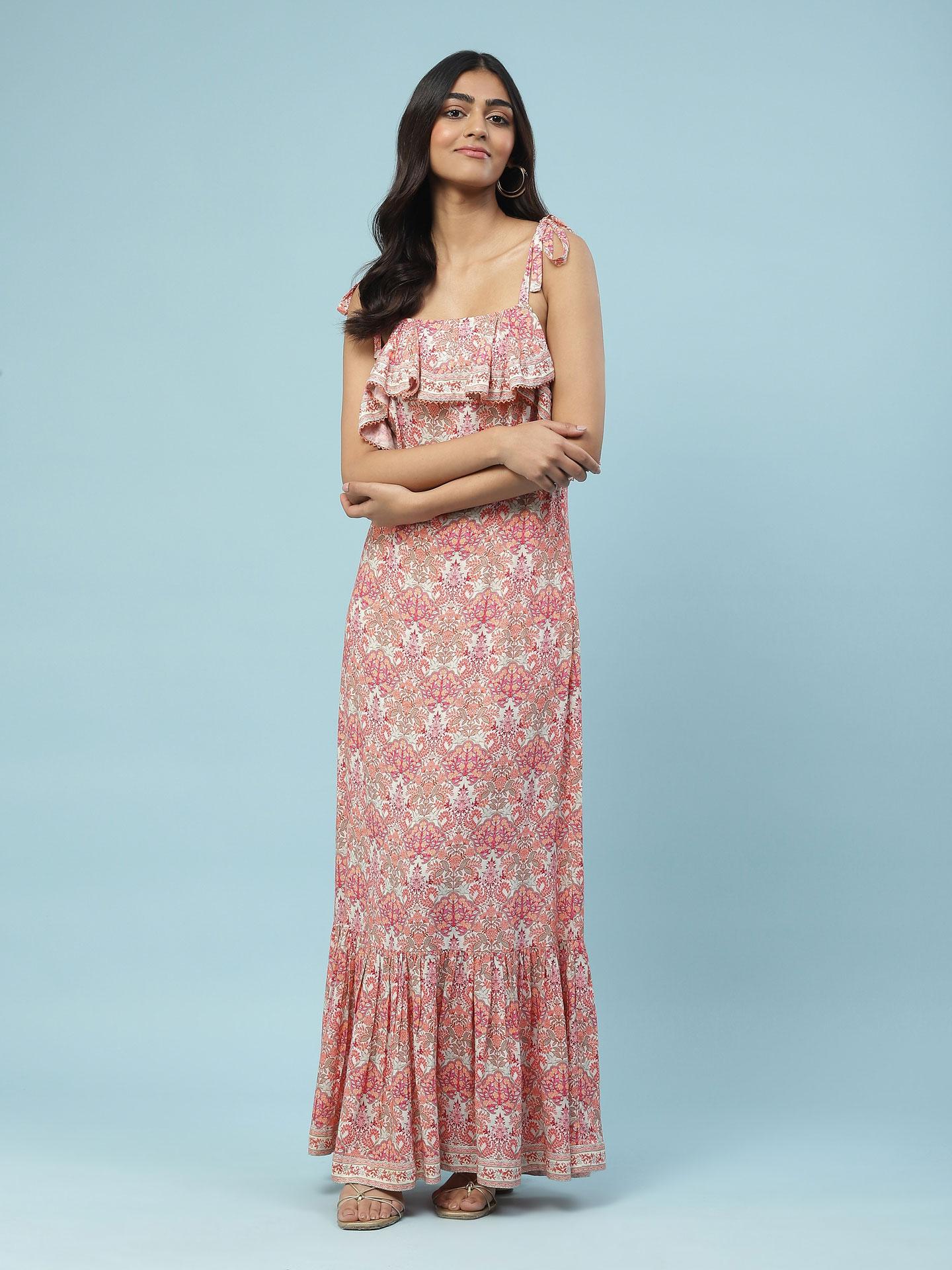 Pink Islamic Butti Long Dress