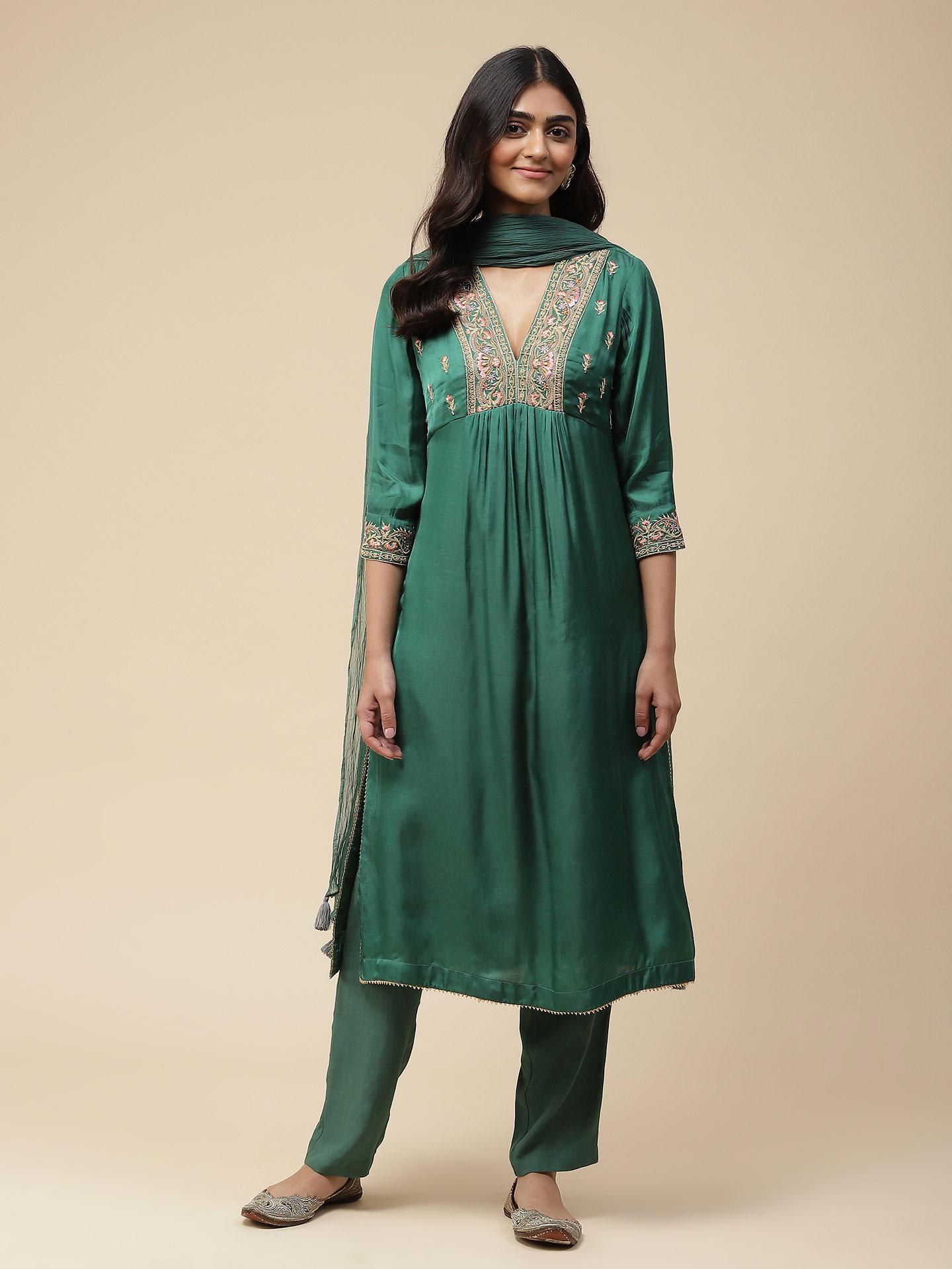 Mehfil- Green suit set