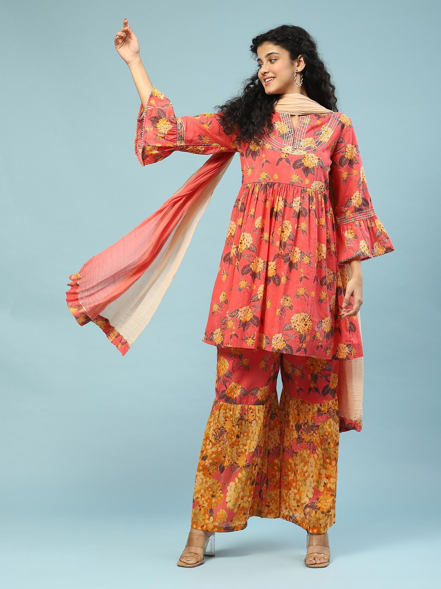 Peach Kalakriti Sharara Suit