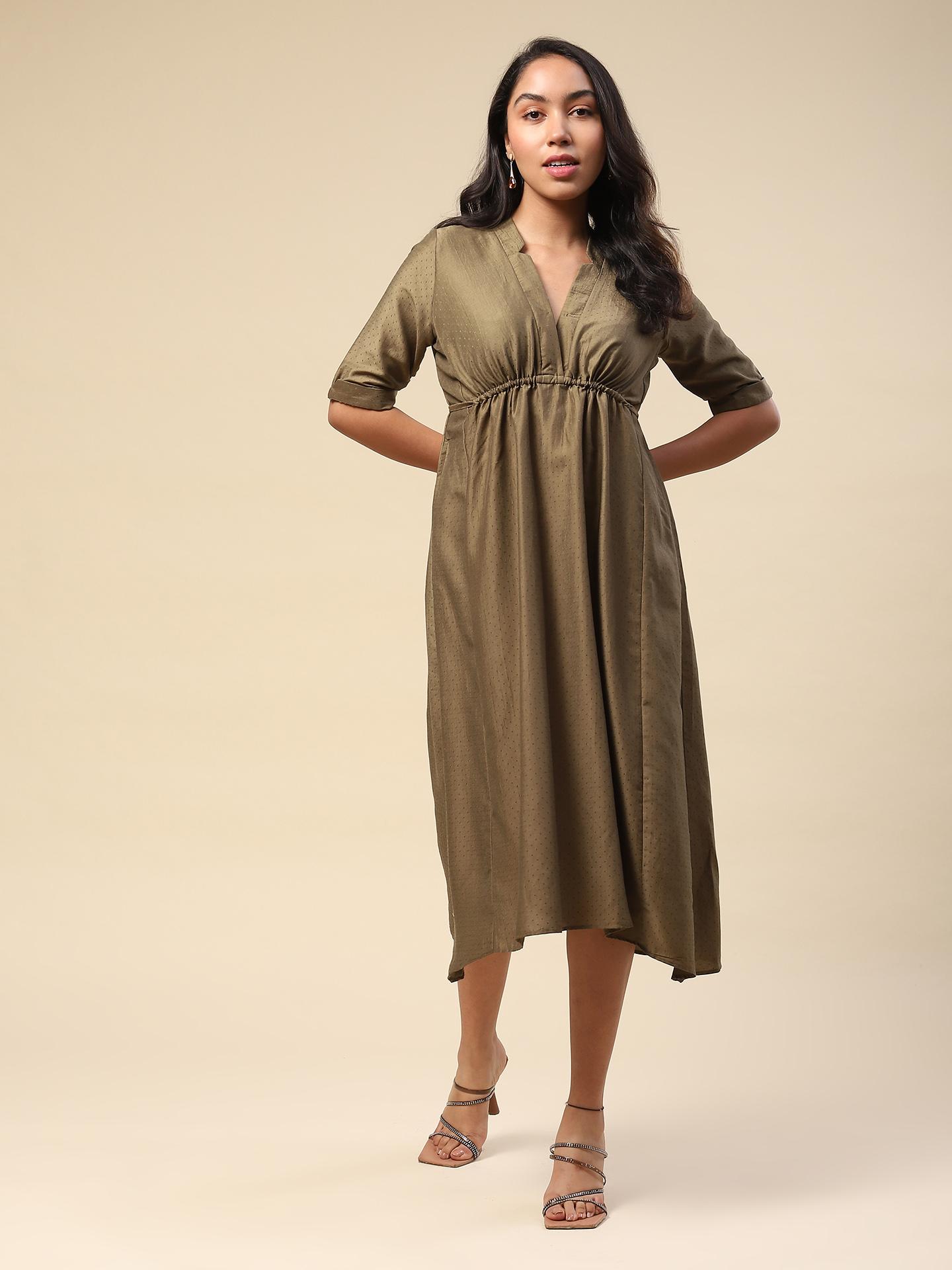 Olive Tamasvani Solid Long Dress