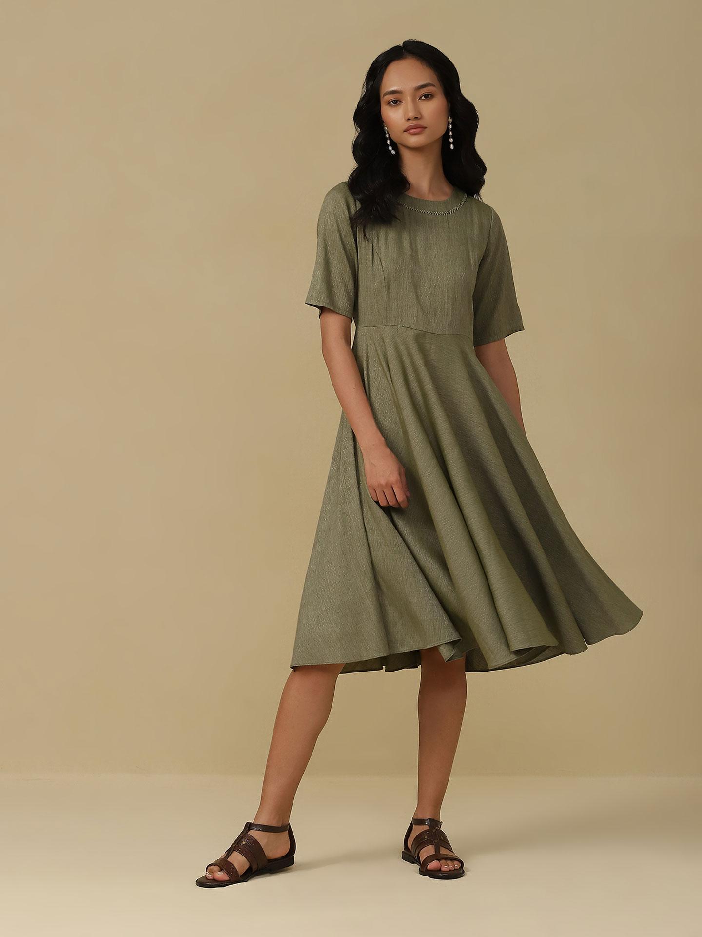 Sage Green Emiko Solid Long Dress