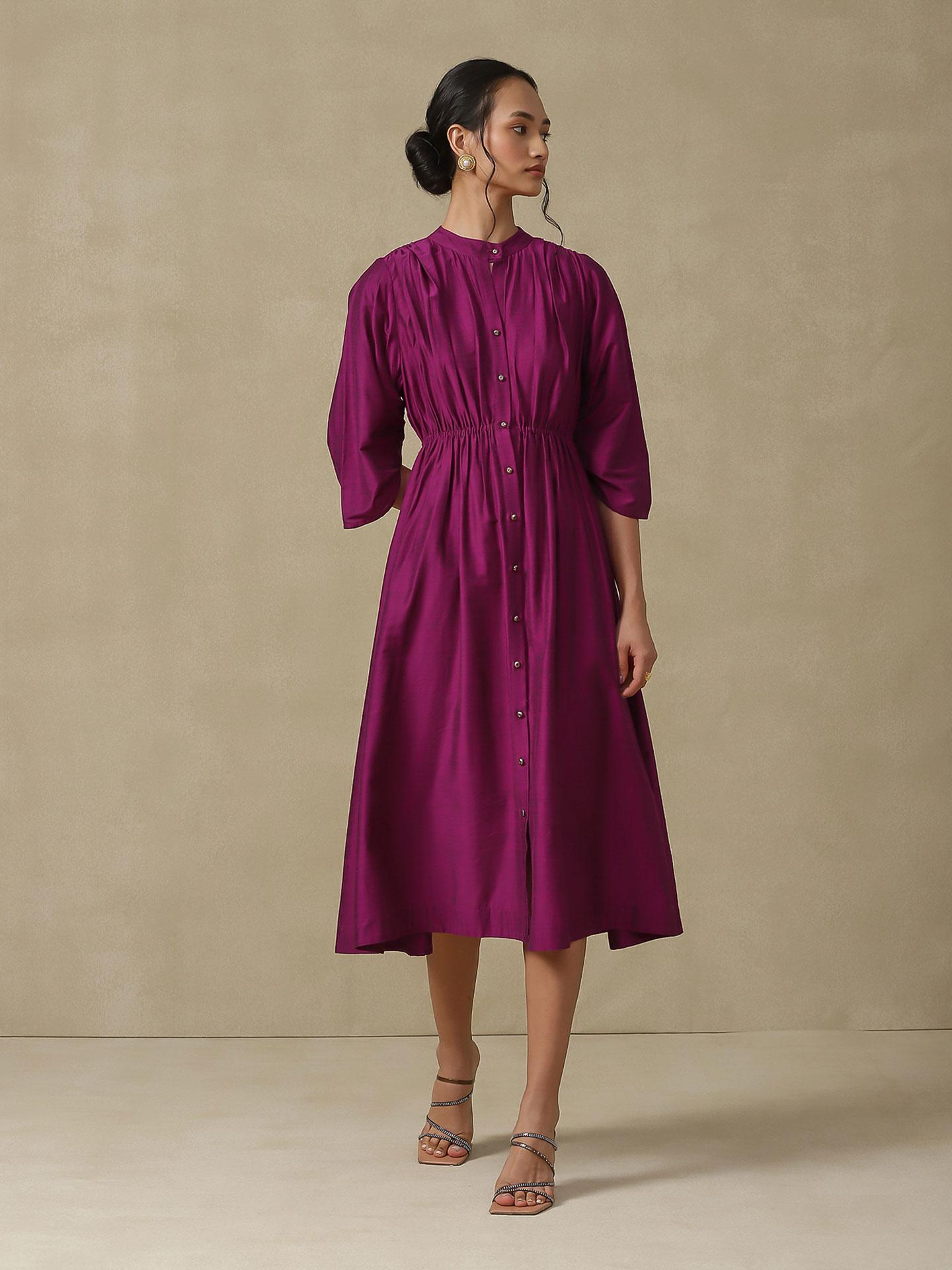 Purple Mogra Solid Long Dress