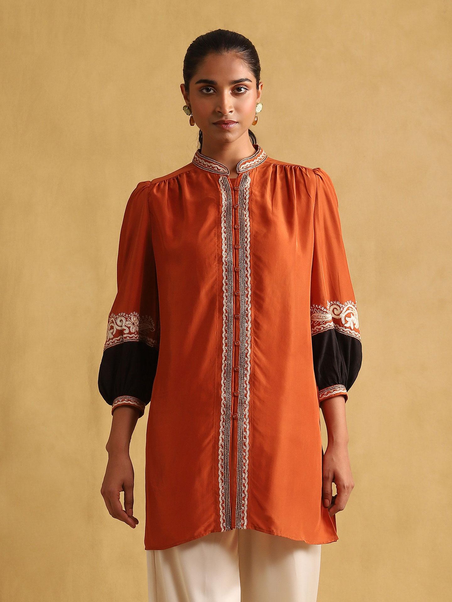 Artisanal Embroidered Shirt 100% Cotton Black 603980