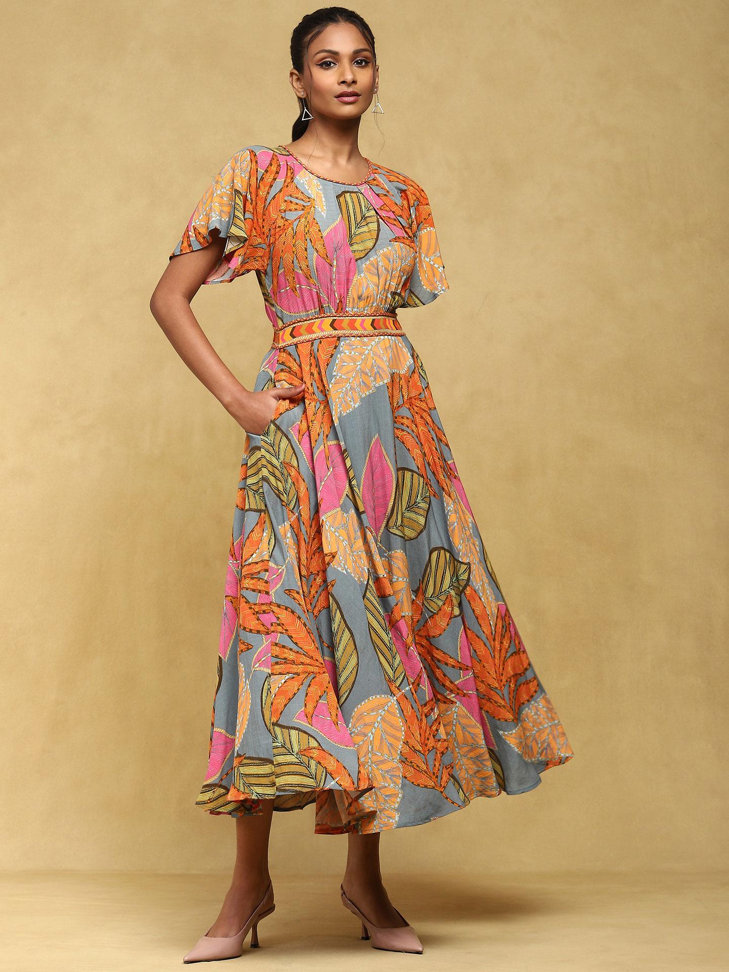 Teal Arrows Cotton Dress main image 1
