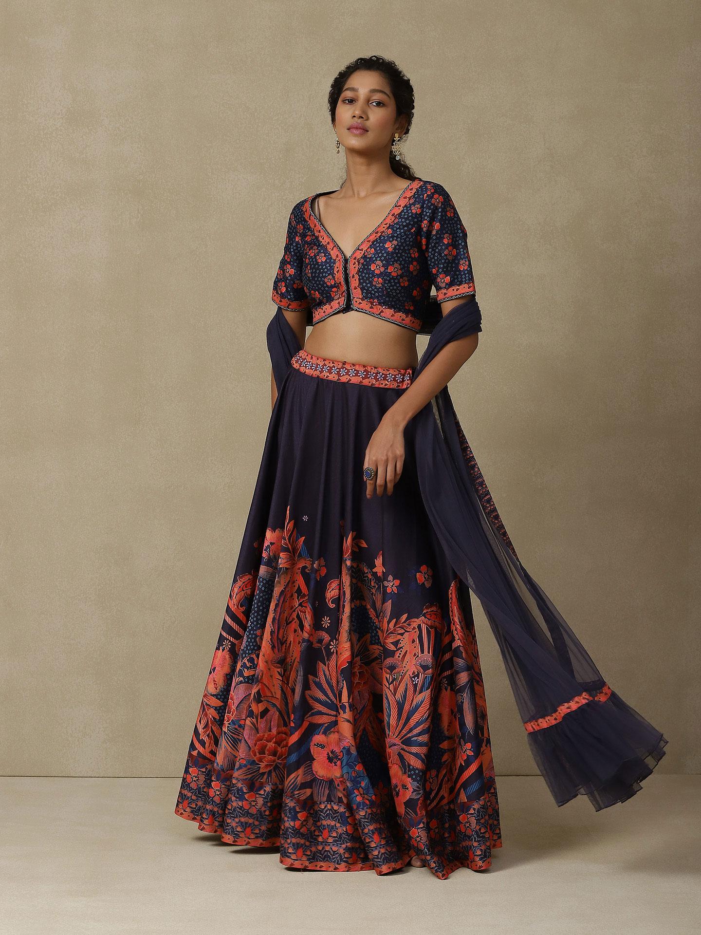 Navy Festive Lehenga Set