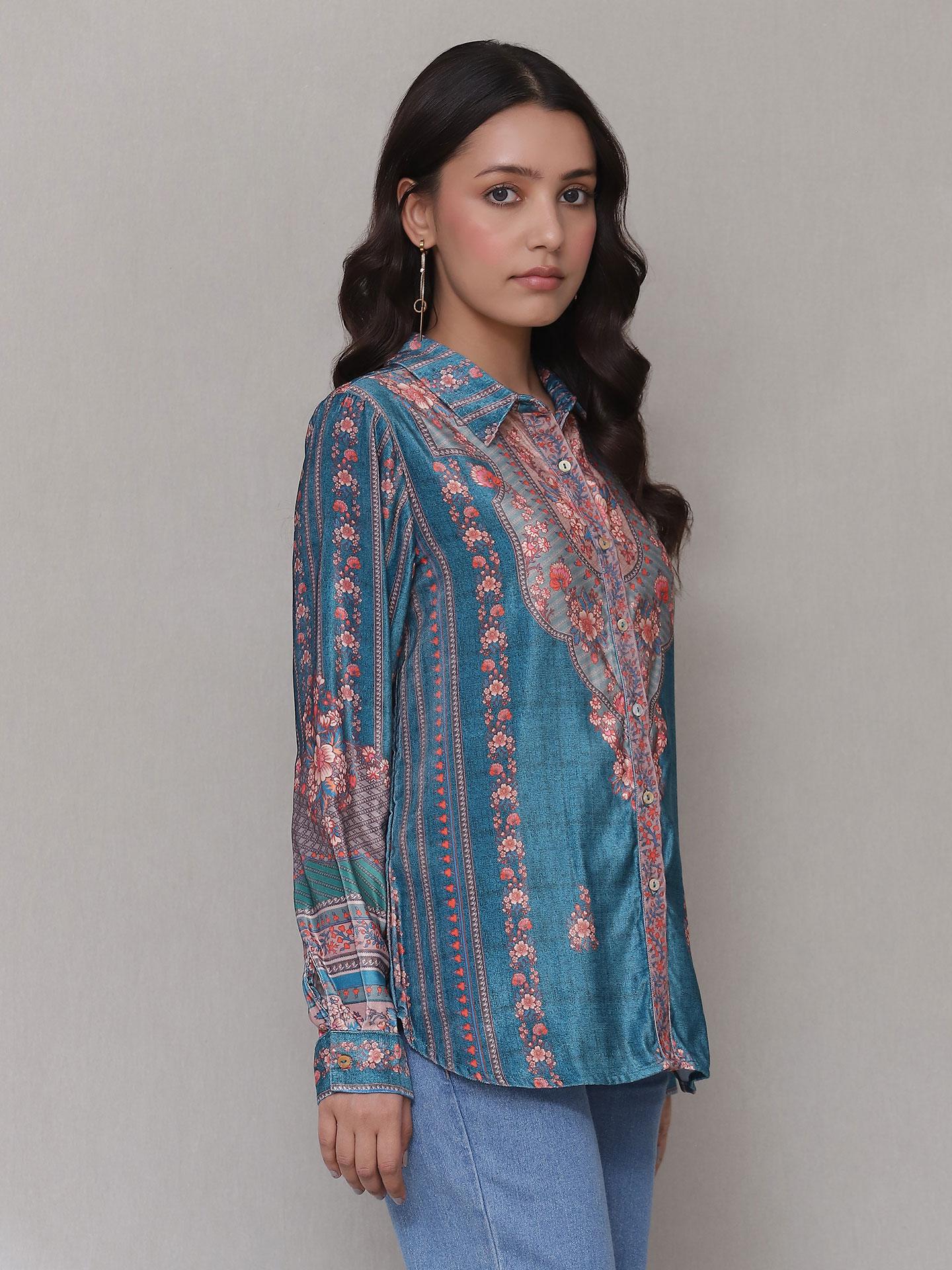 Solid gold velvet stacked collar pleated T-shirt