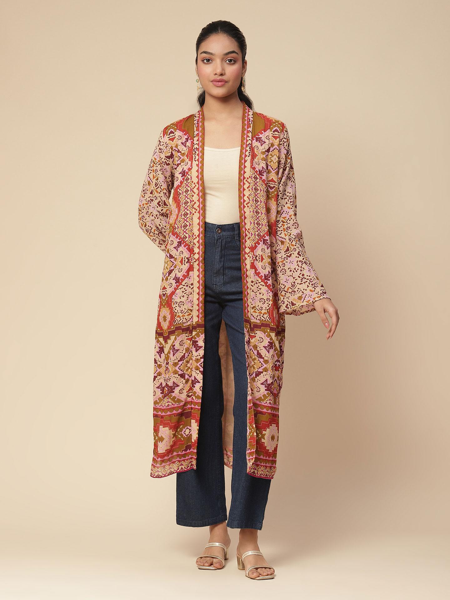 Ivory & Multi Aneek Shrug