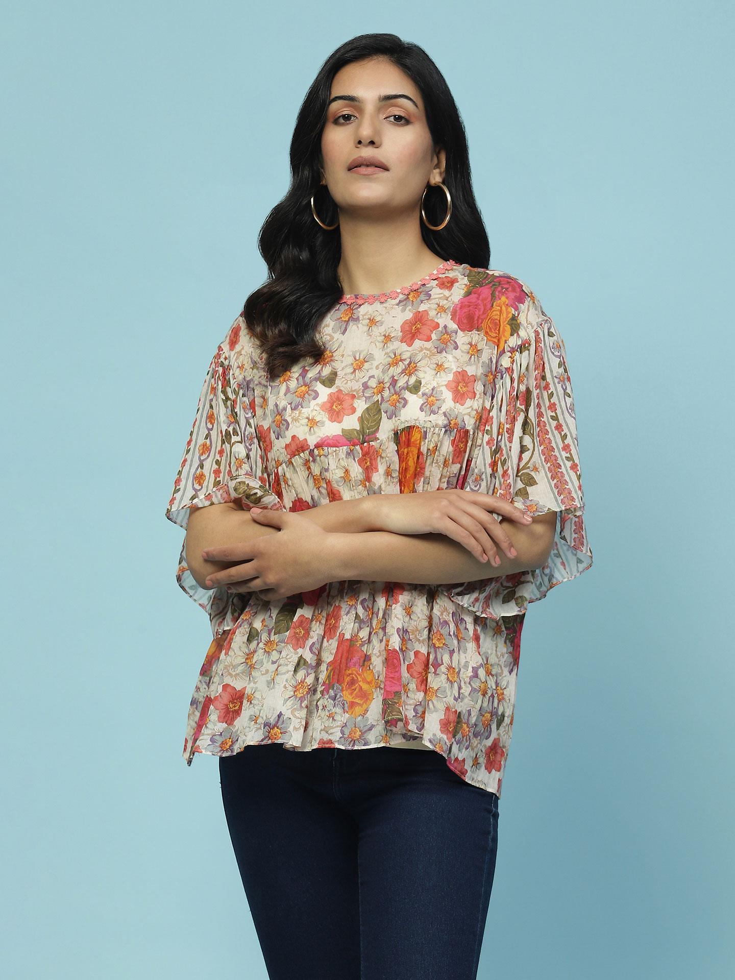 Ecru Shagufta Peasant Top