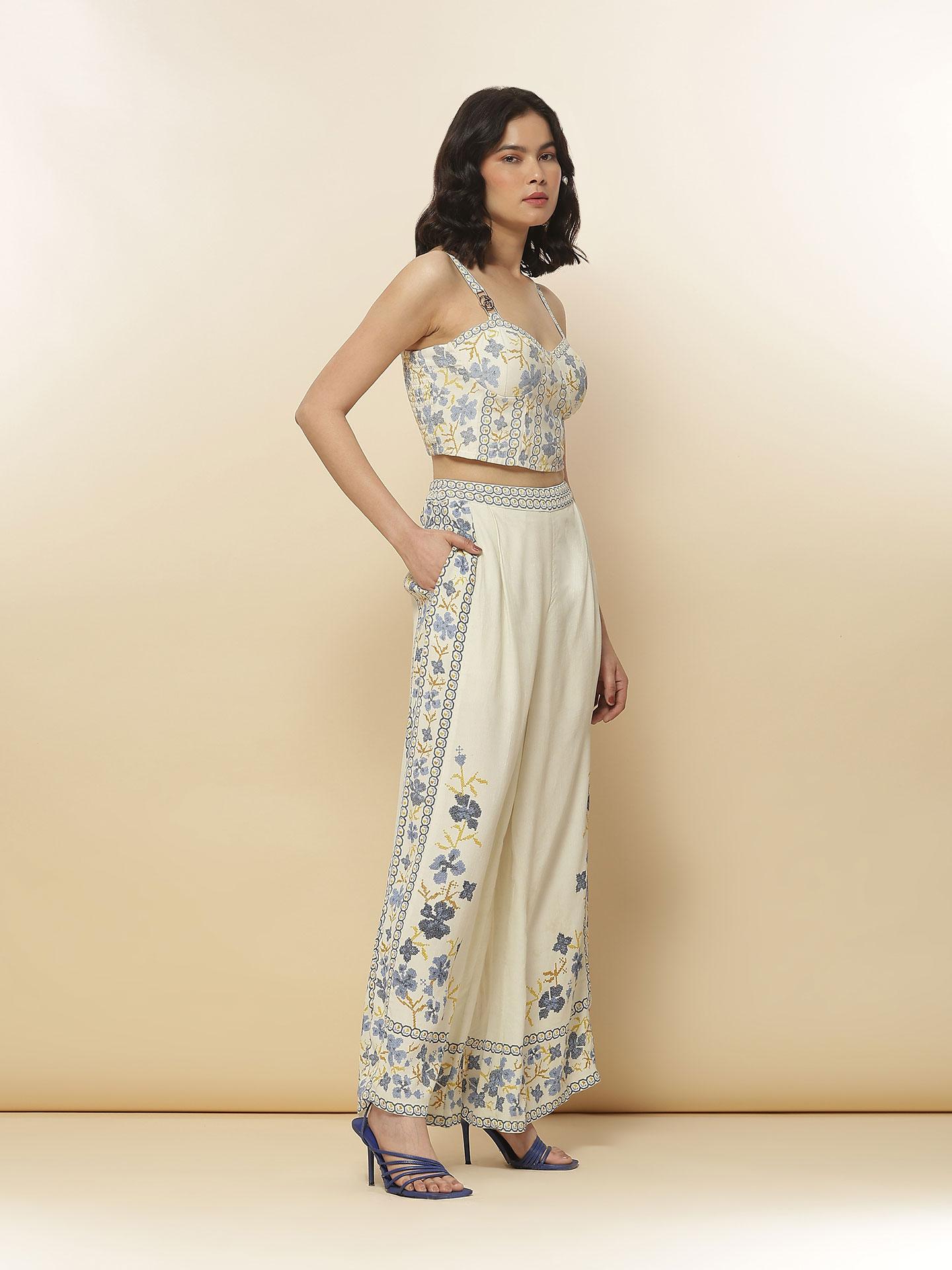 Nitu Mauve Floral Hand Embroidered Co-Ord Set