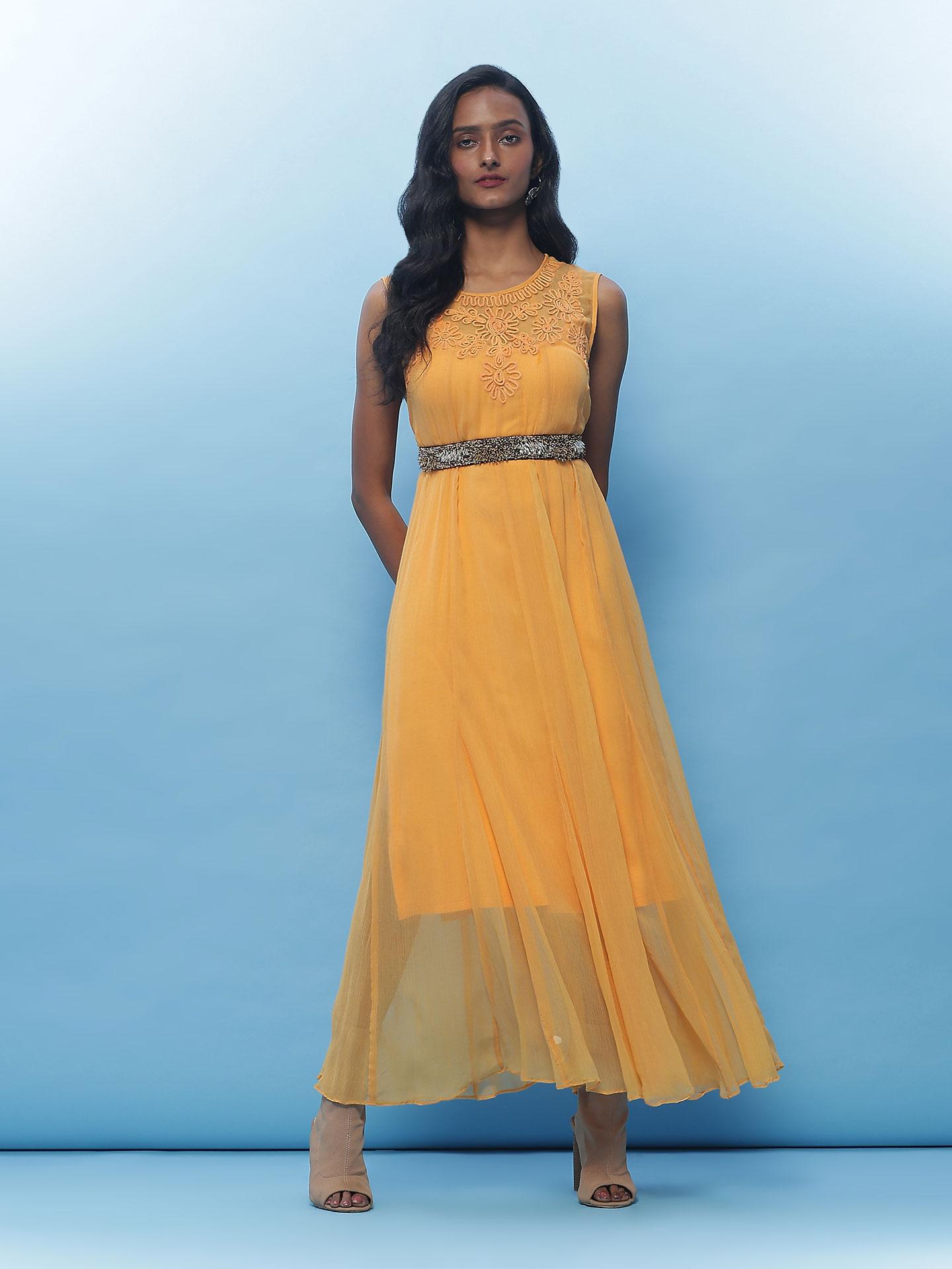 Pastel Orange Calev Long Dress