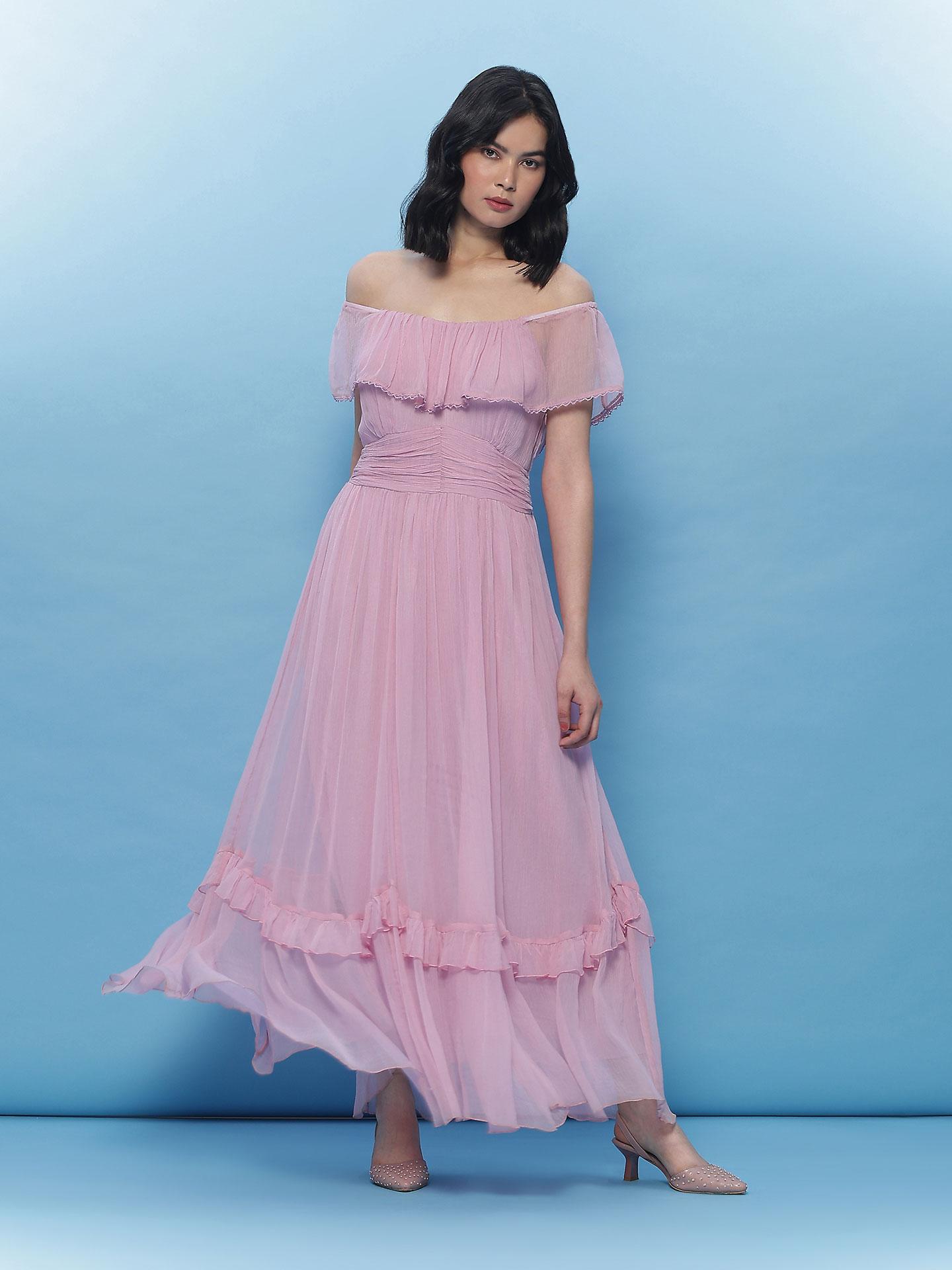 Lilac Alora Off-The-Shoulder Dress