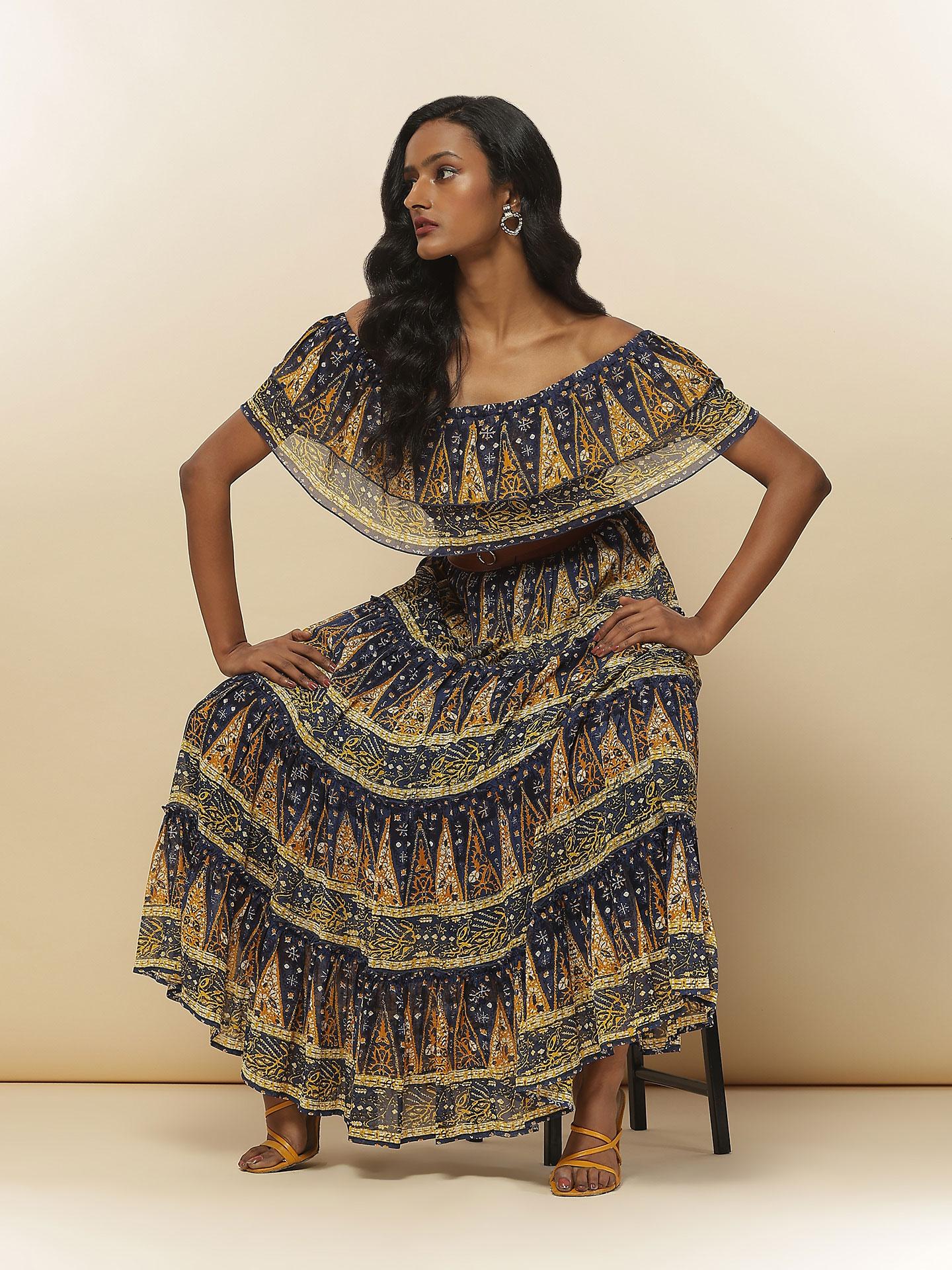 Blue Louisa Off-The-Shoulder Dress