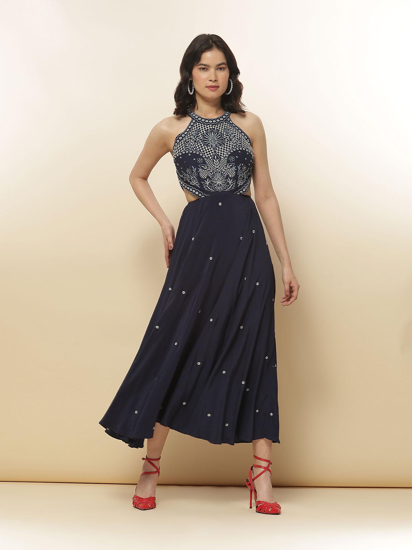 Navy Blue Carissa Cut-Out Dress