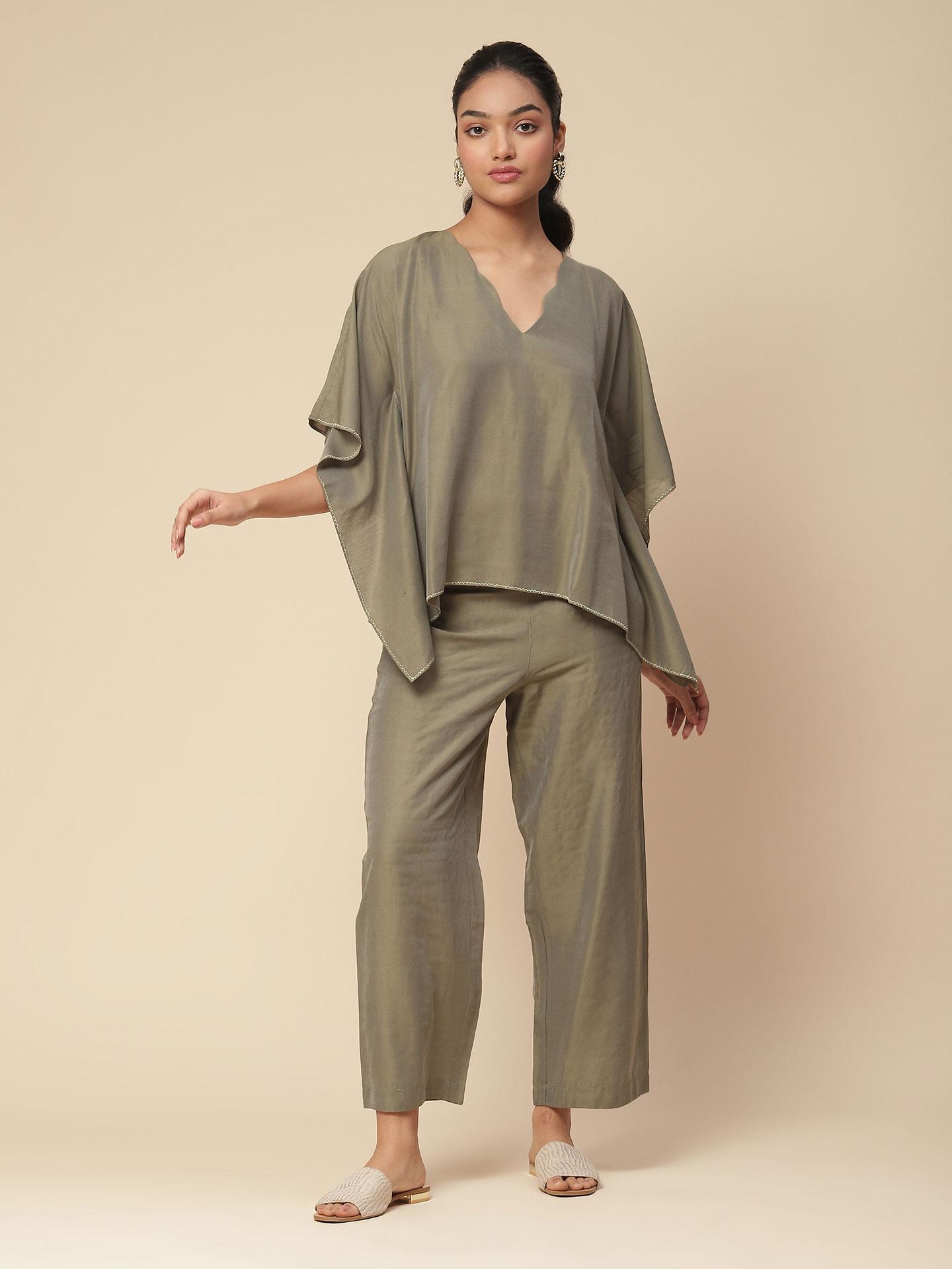 Olive Shailza Solid Co-Ord Set