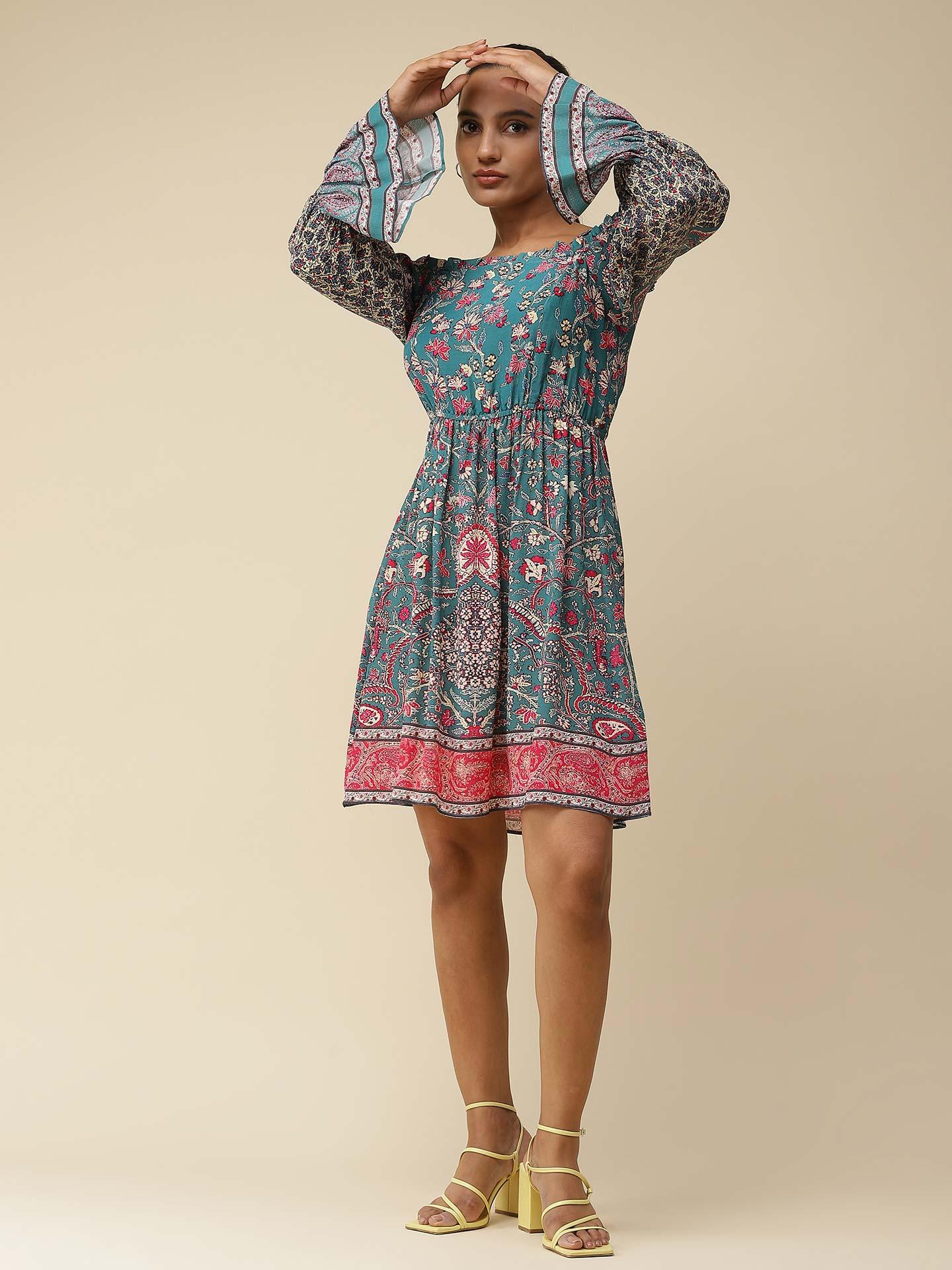 Teal Fashion Shawl Dress
