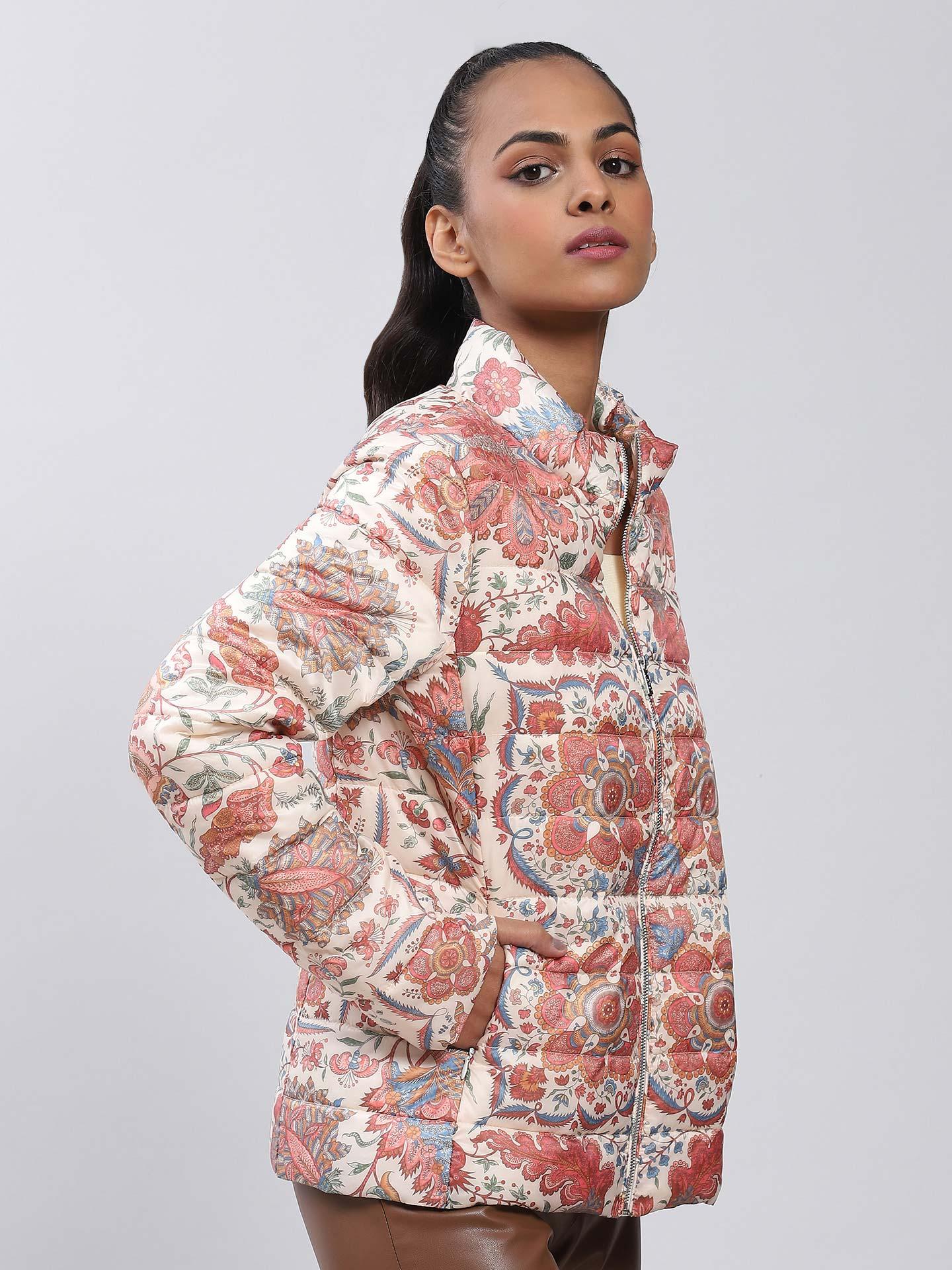 Off White Printed Puffer Jacket