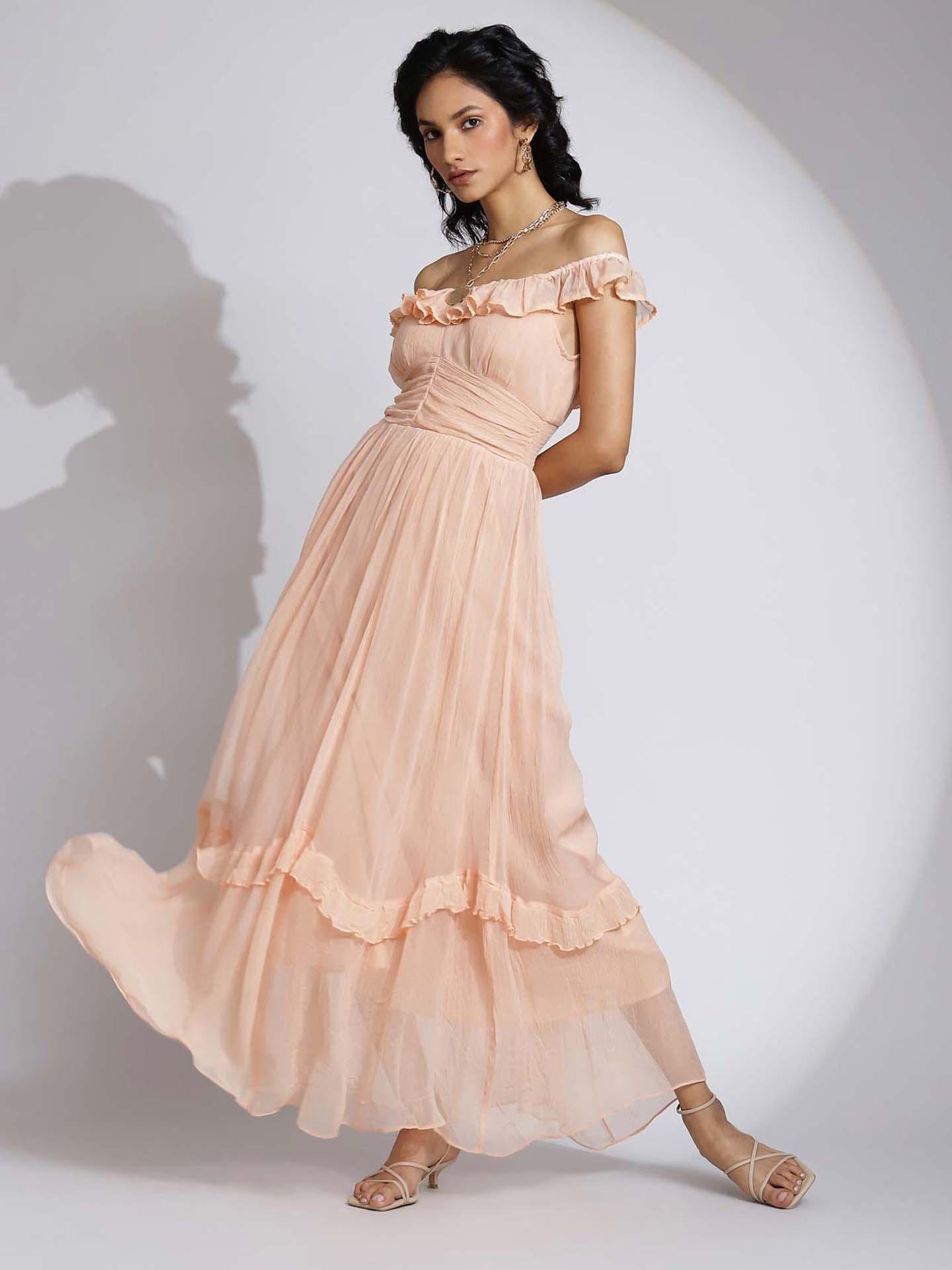 Peach Giana Off-The-Shoulder Dress