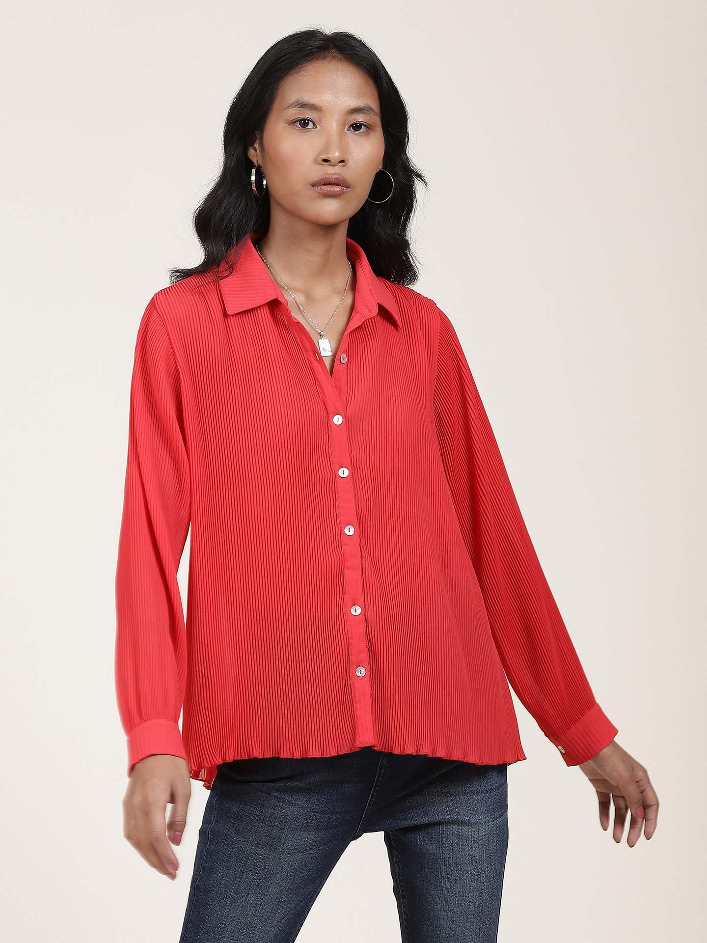 Red Casual Long Sleeve Shirt 44047 main image 1