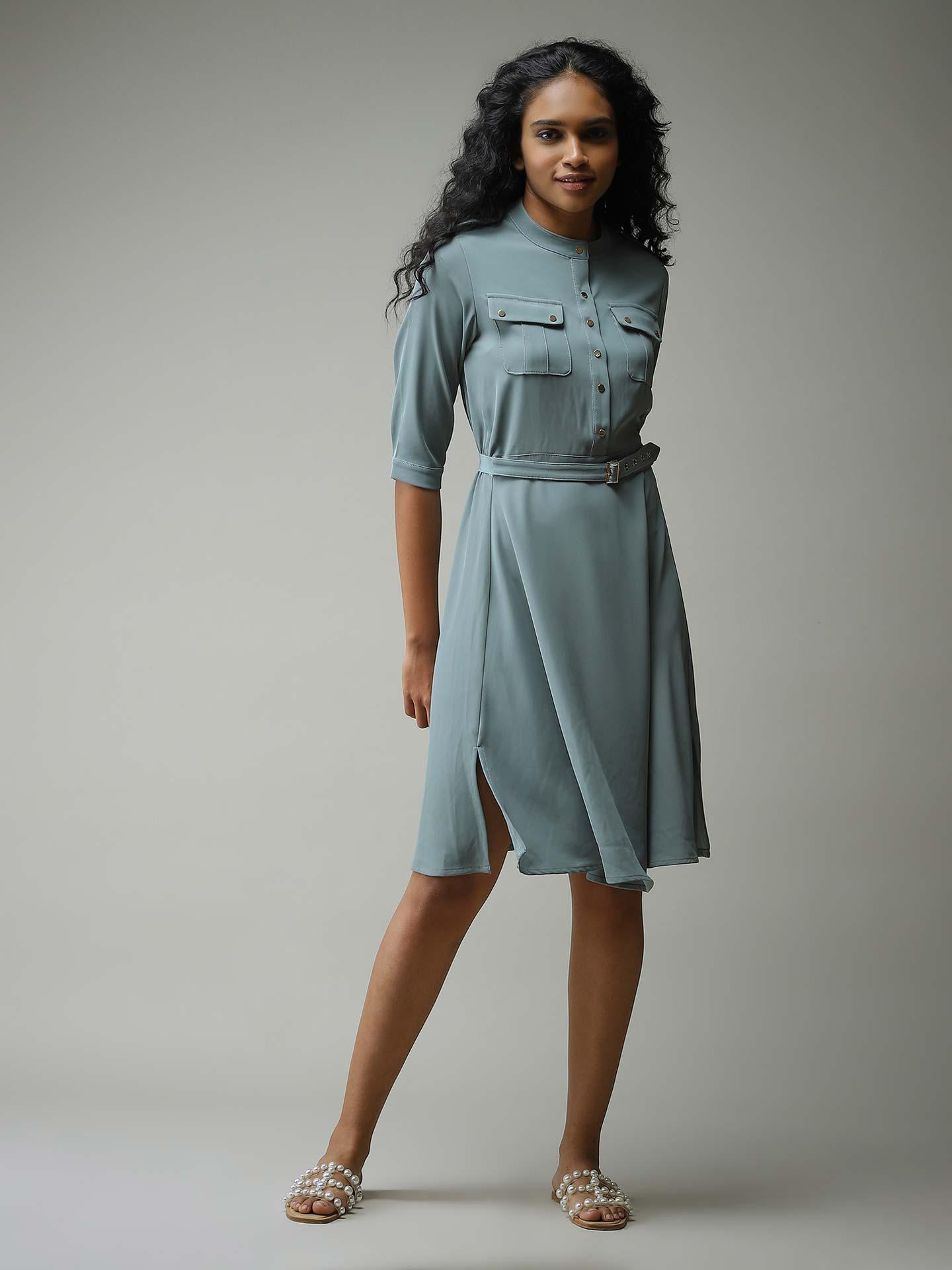 Mint Summer Charm Shirt Dress