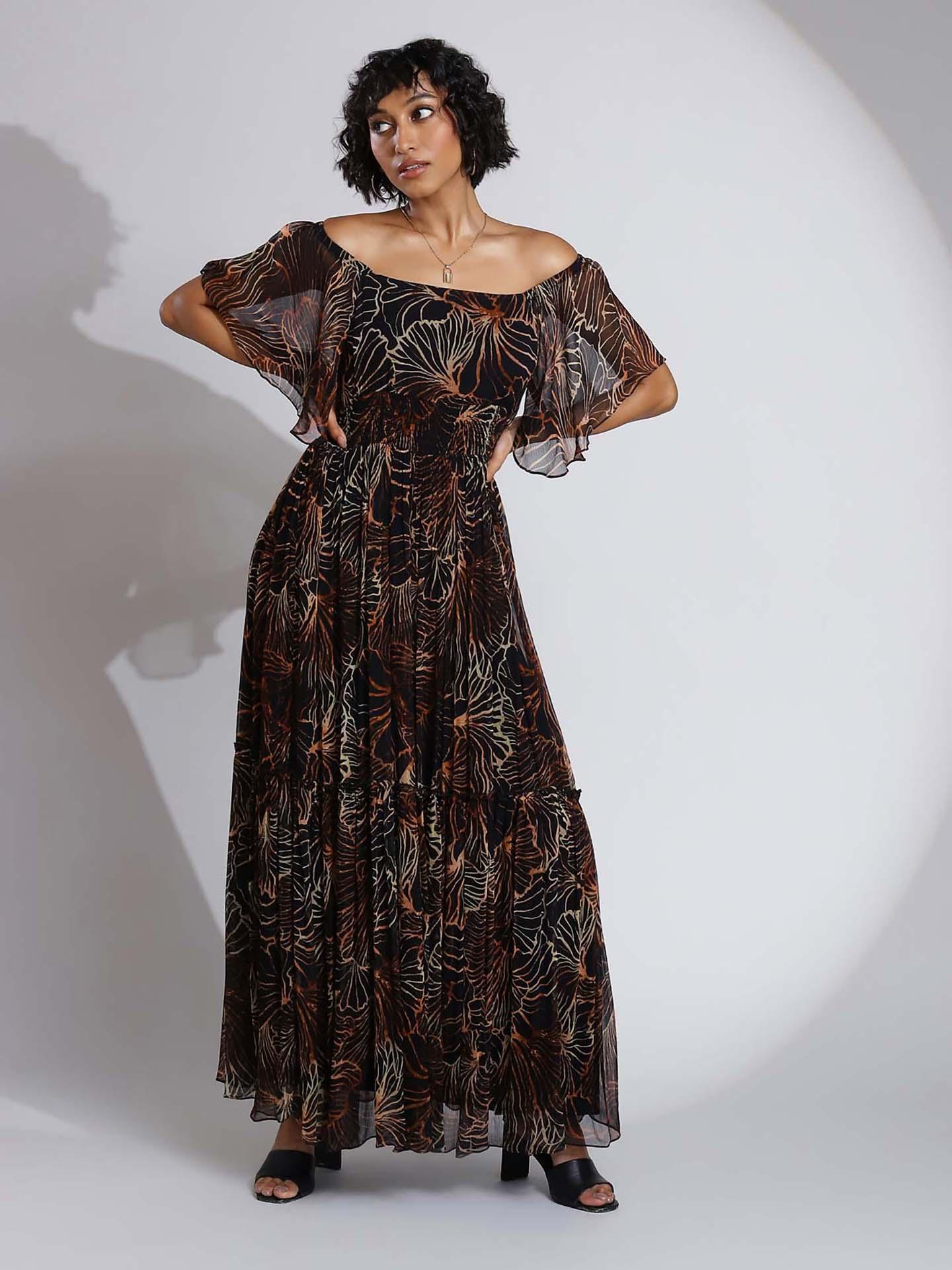 Black Vivienne Off-The-Shoulder Dress