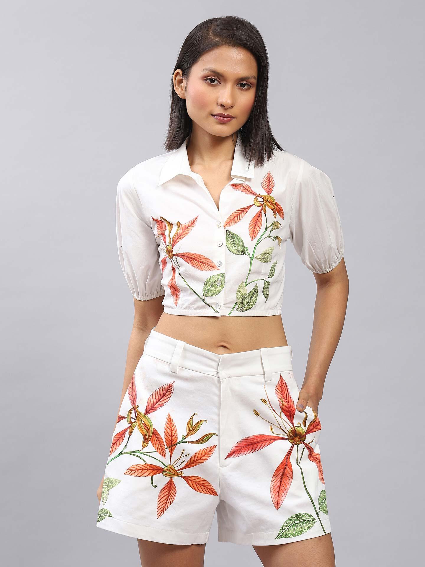 F/W 2002 Brown Corduroy Embroided Flowers Co-ord Set