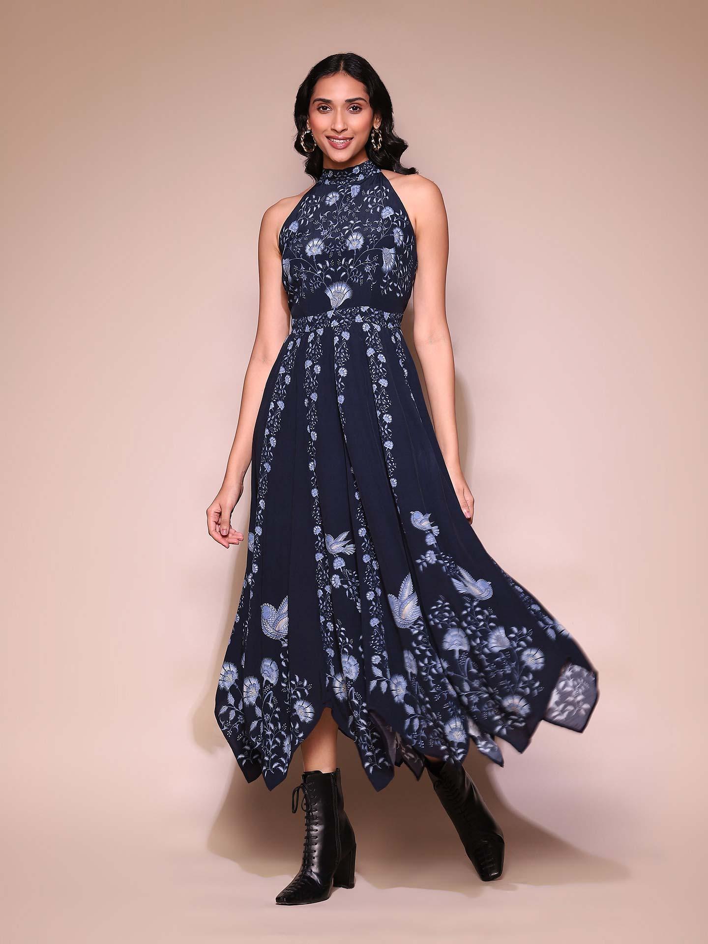 Lumignon Riobon border nermaid dress ブルー Lumignon Riobon border