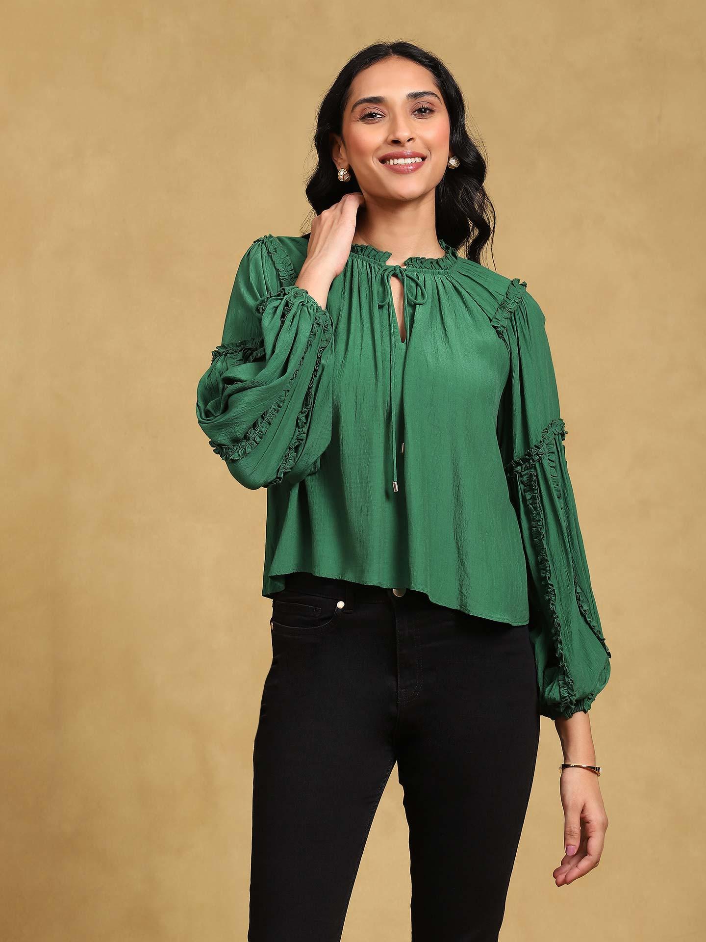 emerald satin top
