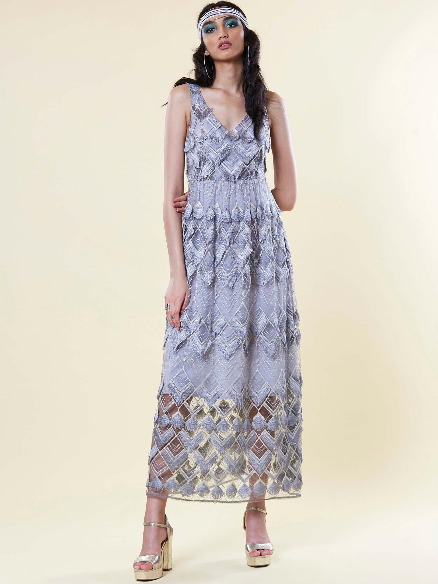 Grey Winter Soiree Maxi Dress