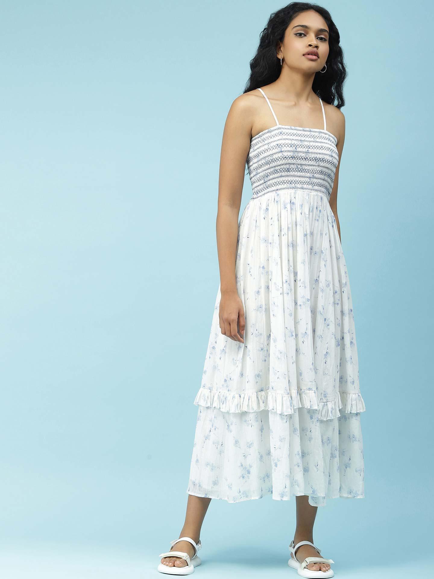 Blue And White  Waterflower Dress