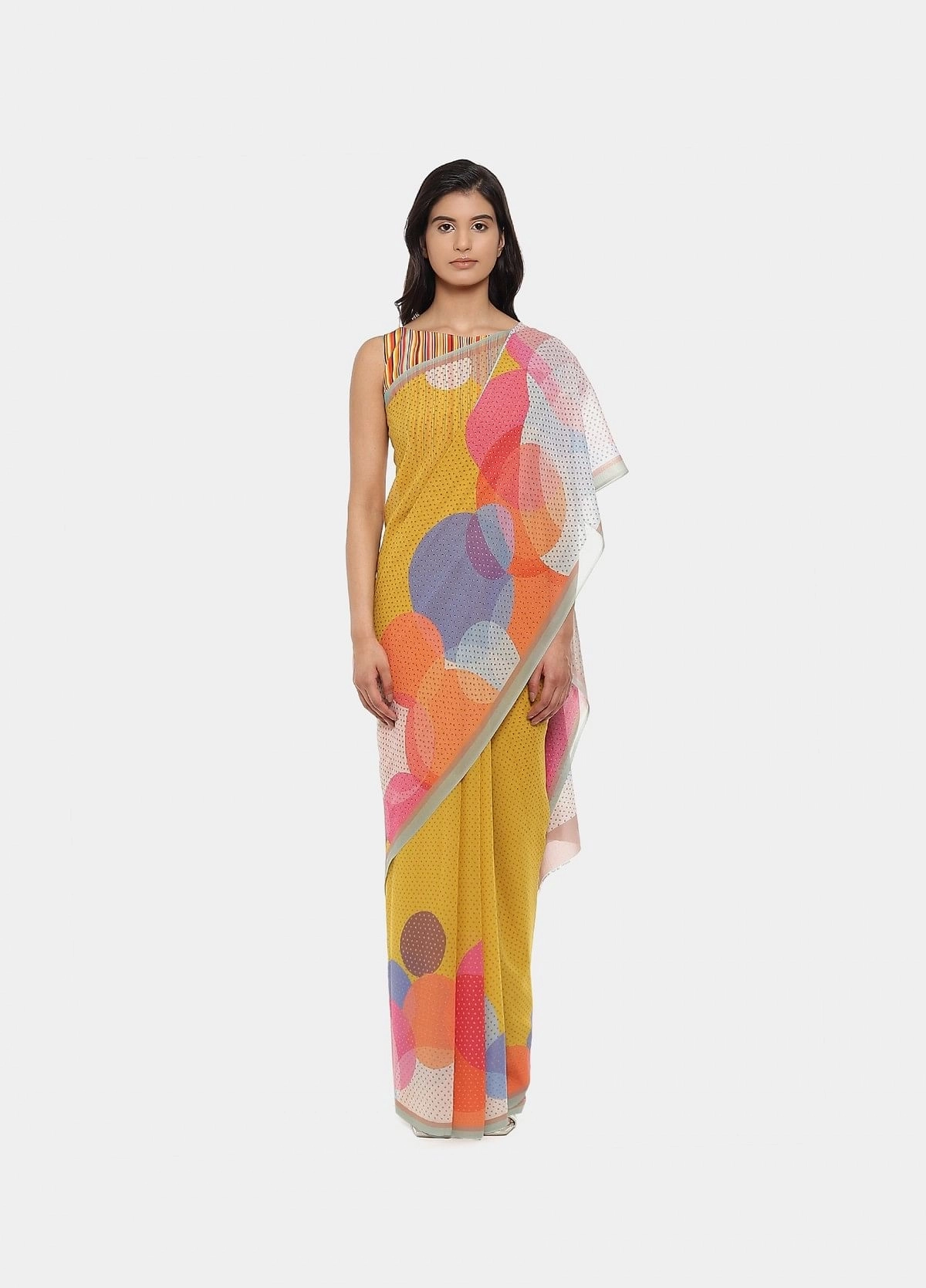 The Printed Silk Georgette Stellar Saree 