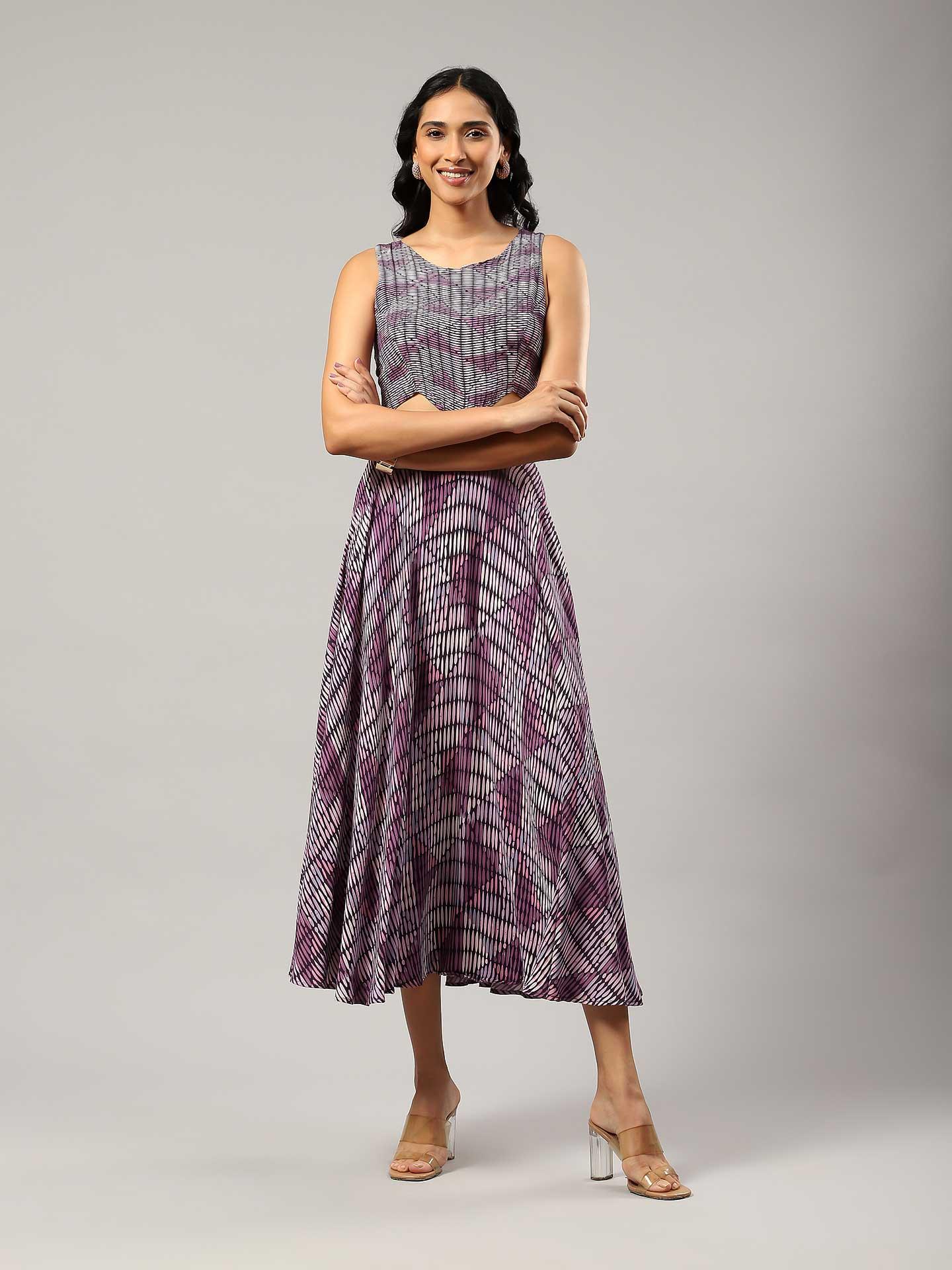 Purple Fashion Flair Cut-Out Dress