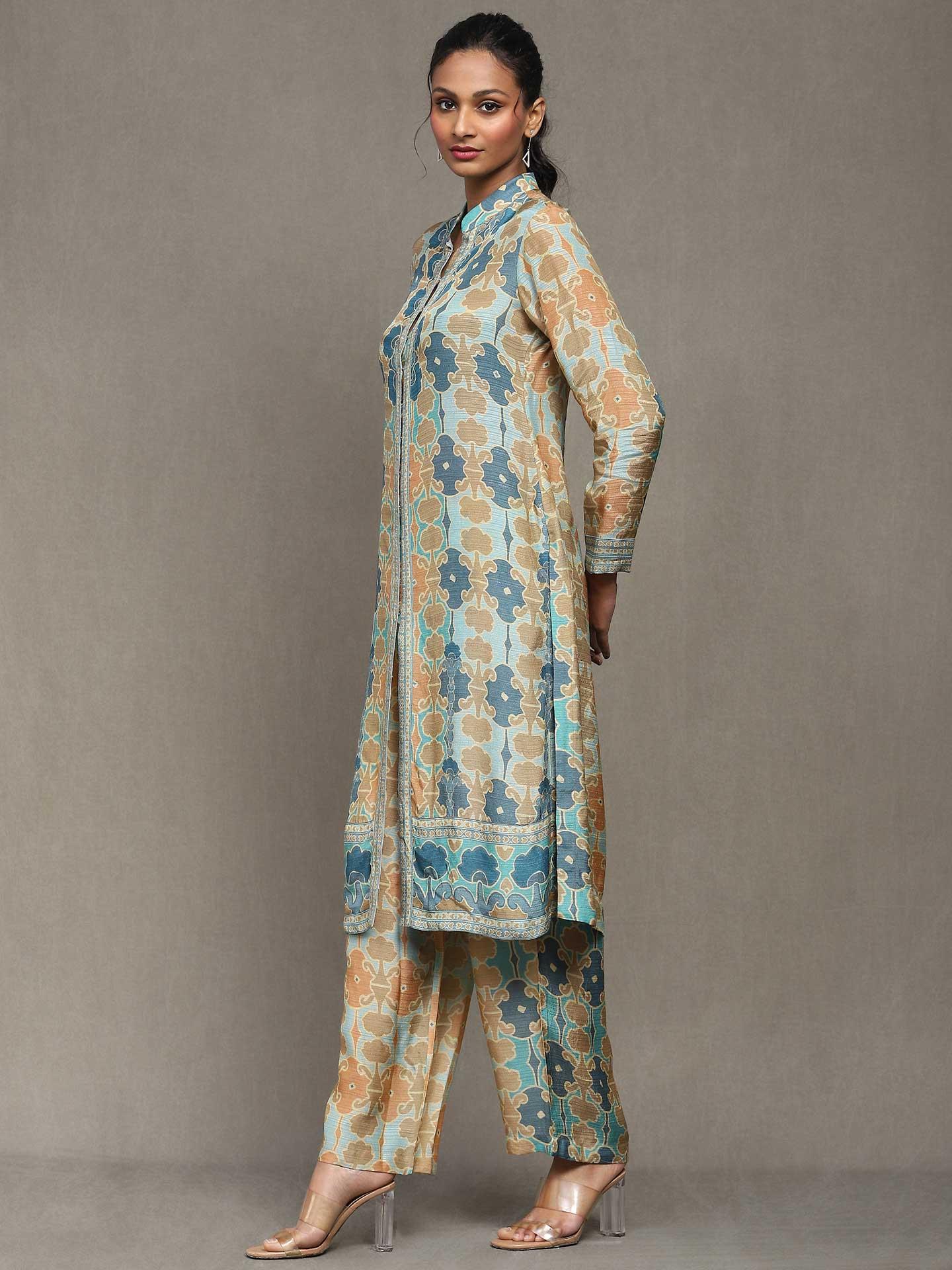 AQUA BLOSSOM KURTA SET