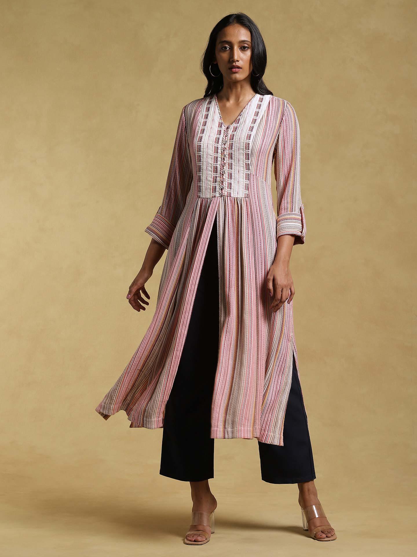 Multi-Coloured Striped Straight Kurta main image 0