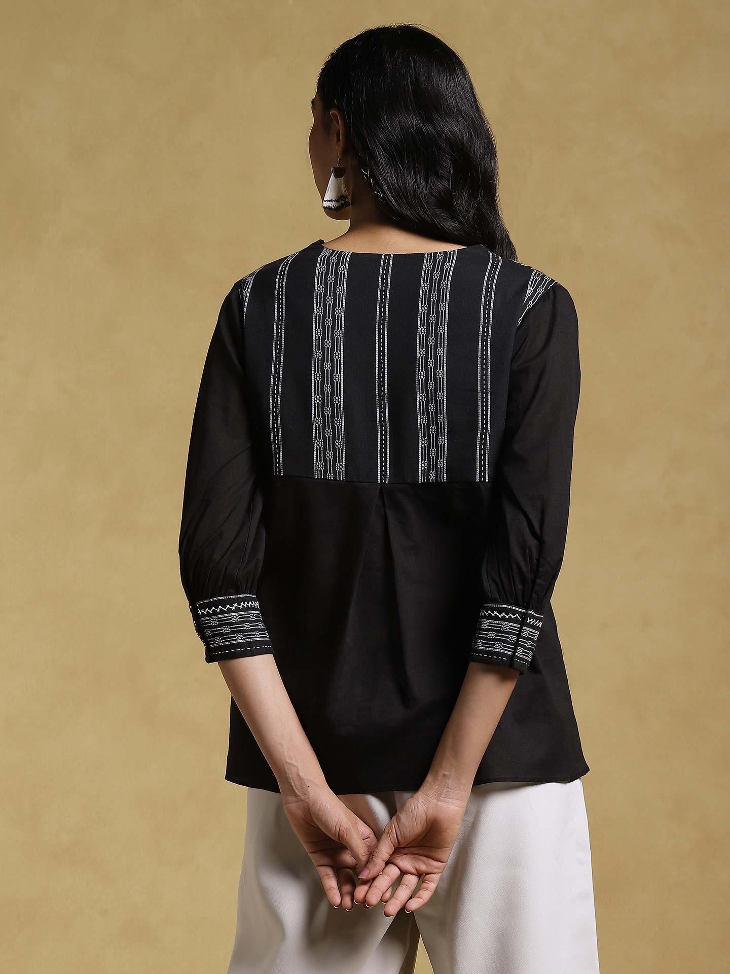 Cloud Shade Cotton Kurti Set(Black) main image 0
