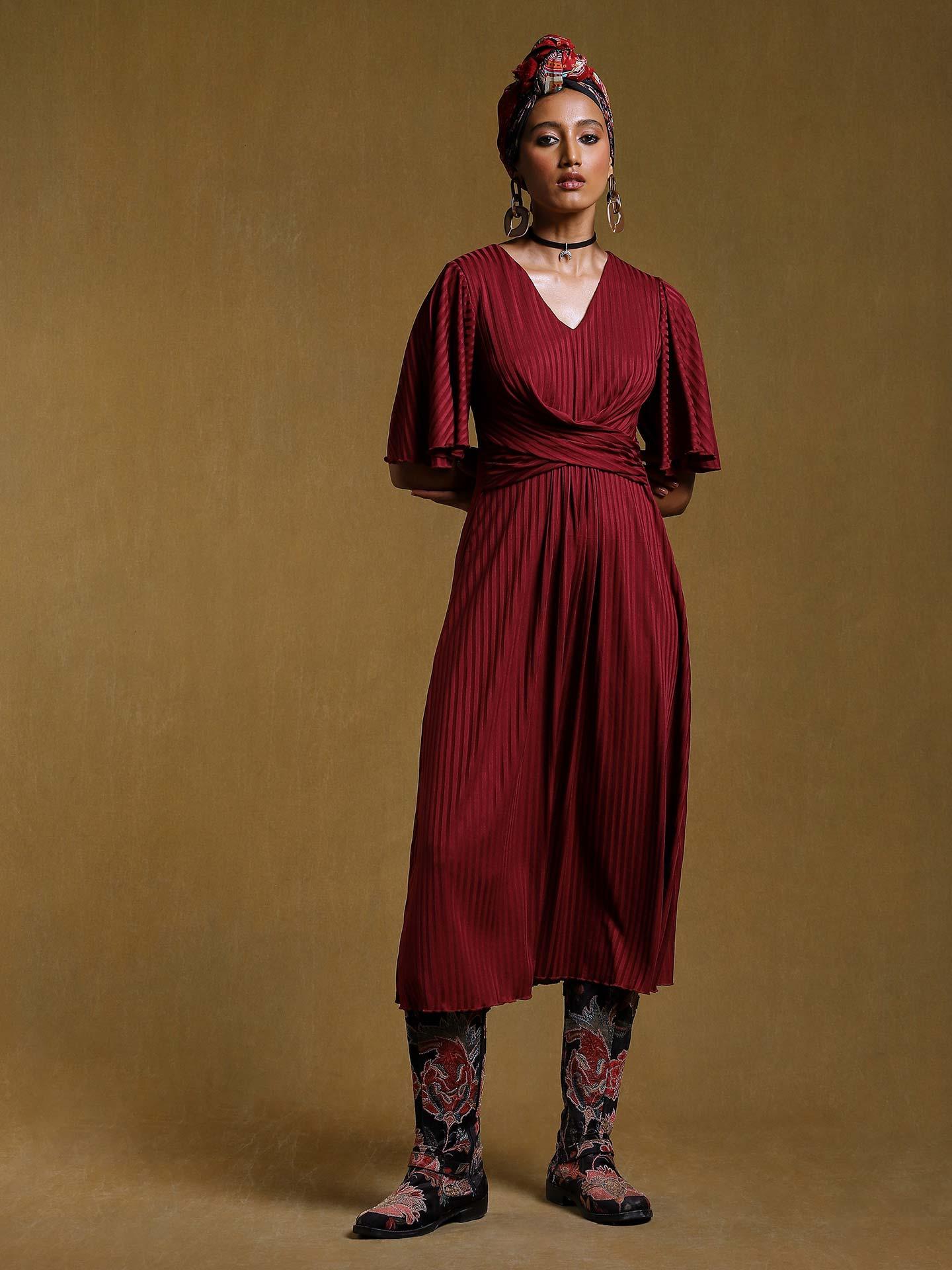 4510701 Bordeaux Wrap Dress