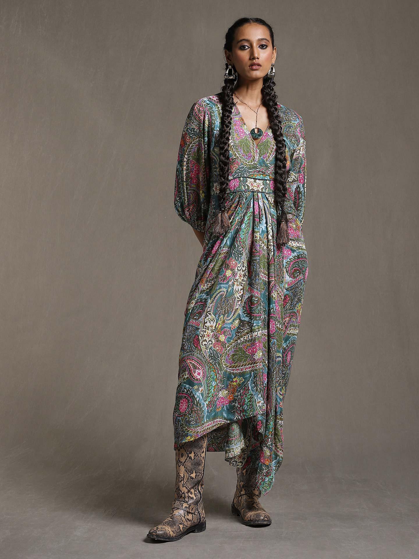 Green Paisley Print Dress