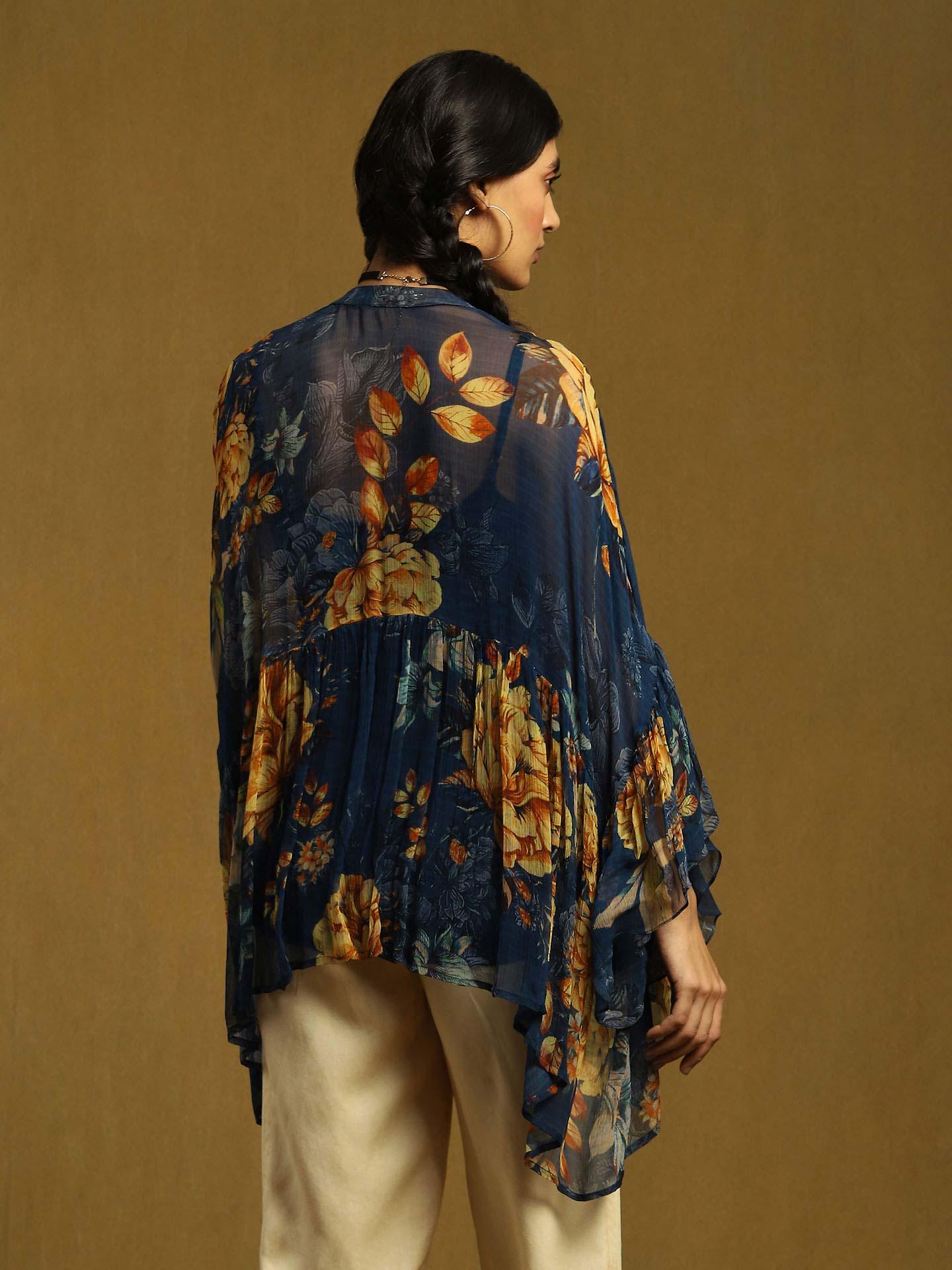 Coral And Blue Floral Chintz Jutti