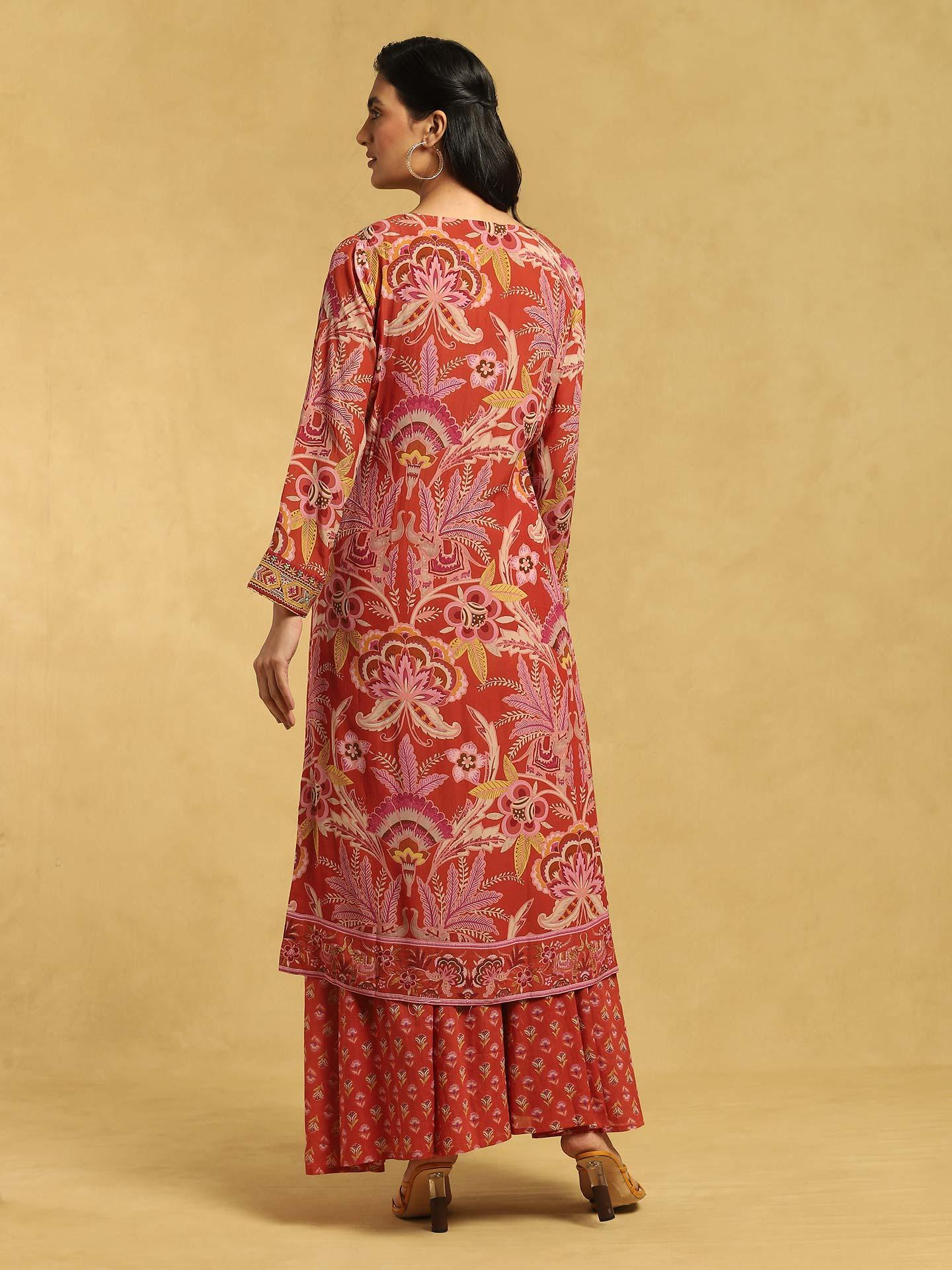 Floral Print Suit with Resham Embroidered Dupatta