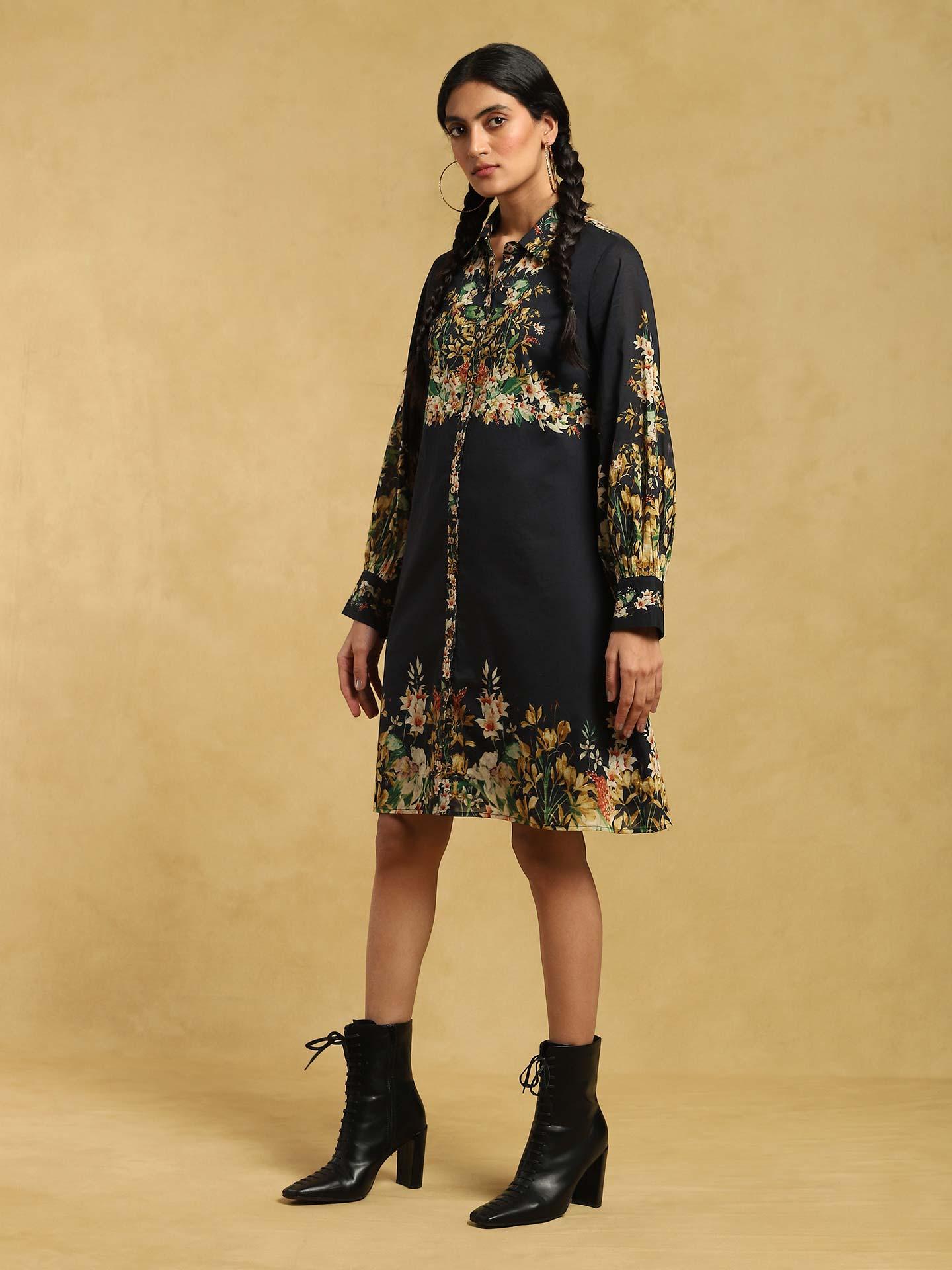 4612289 Black Patterned Dress