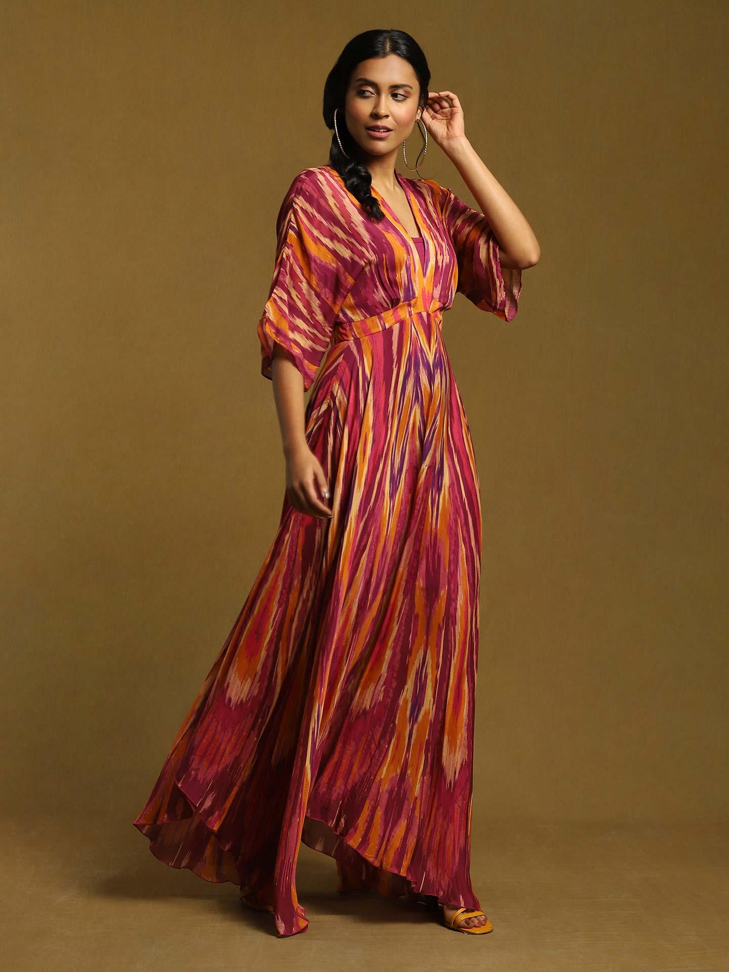 Ikat Purple Cotton Mini Dress