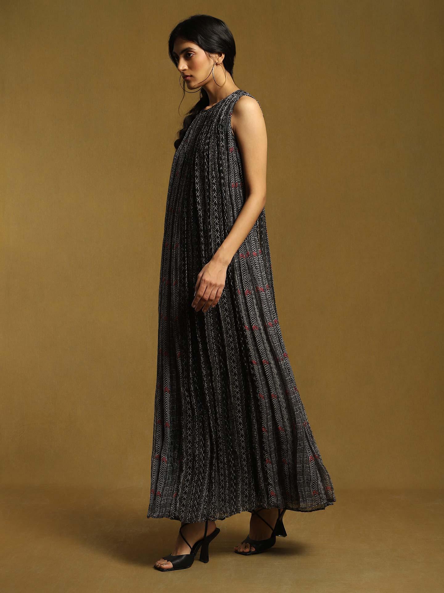 Geometric Print Elegant Long Sleeve Dress